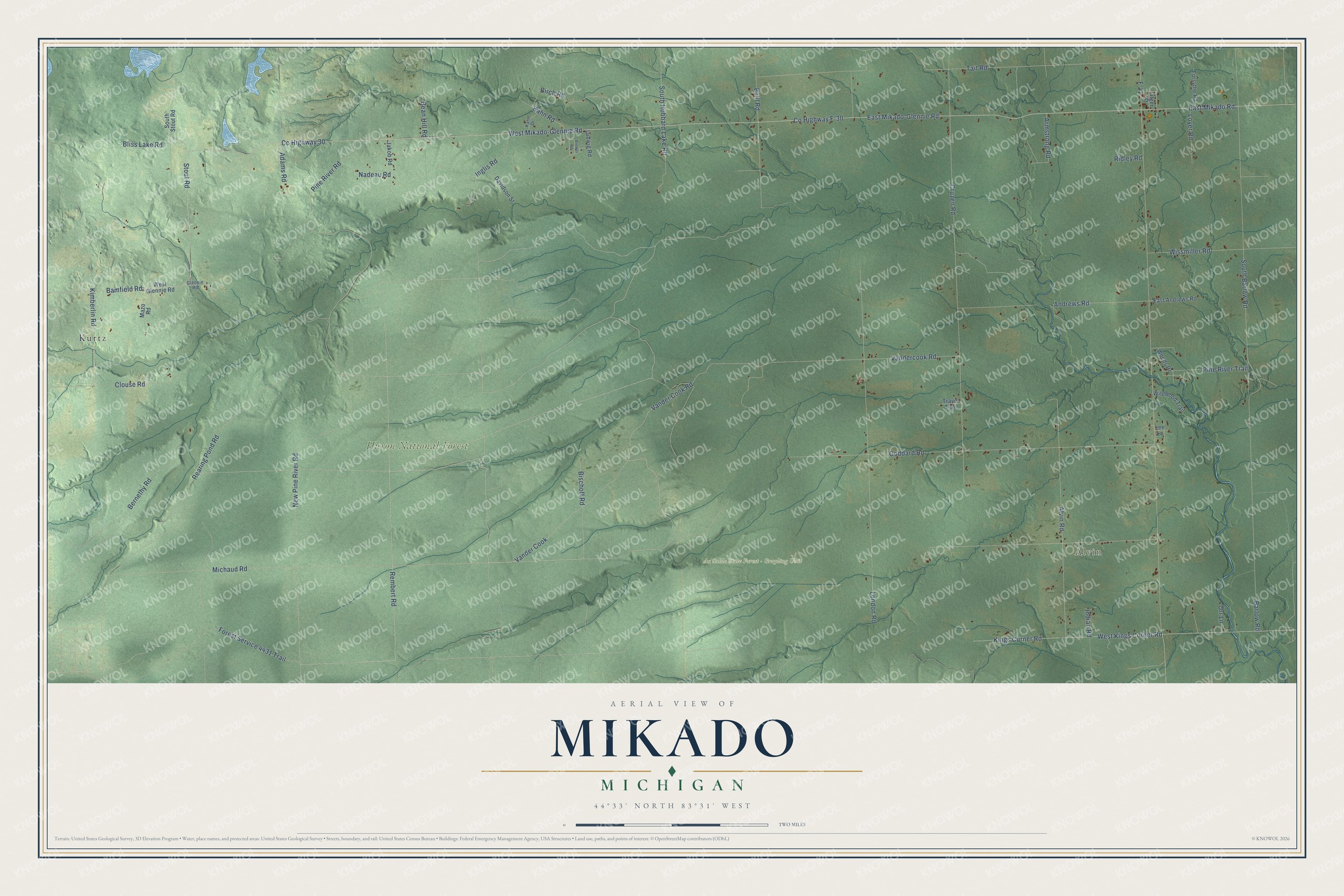 Watermarked full-map preview of Mikado, Michigan