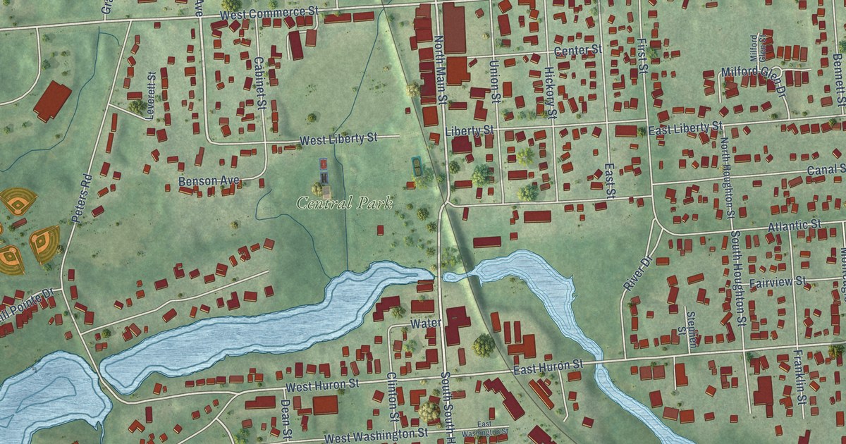 Map of Milford Village, Michigan in 2026