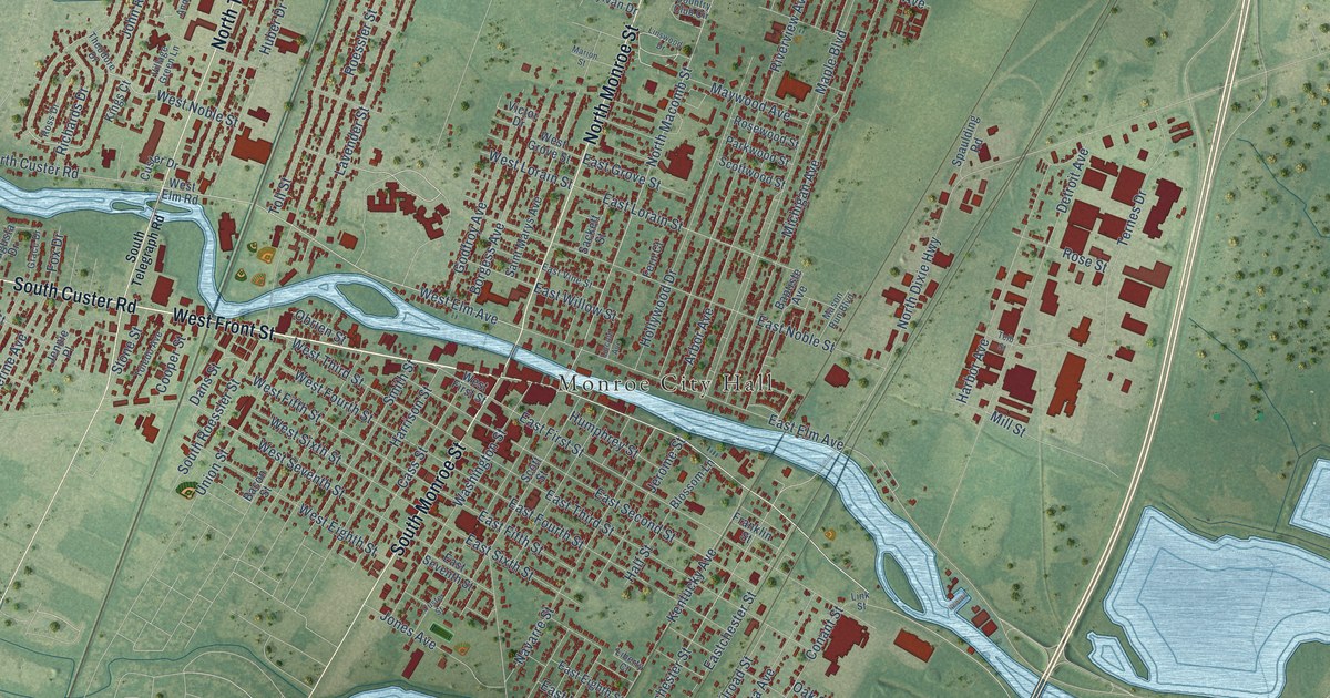 Map of Monroe City, Monroe County, Michigan in 2026