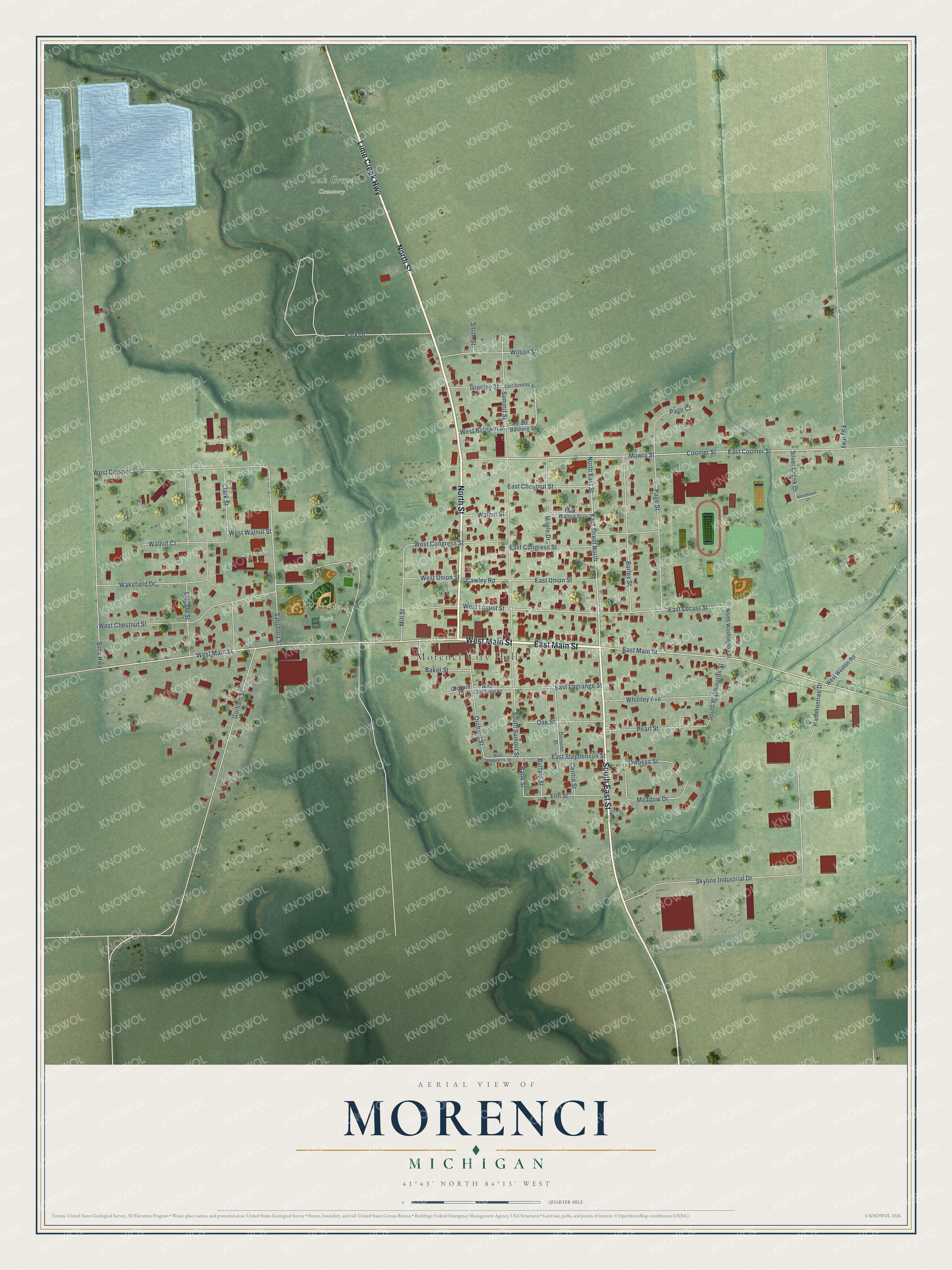 Watermarked full-map preview of Morenci, Michigan