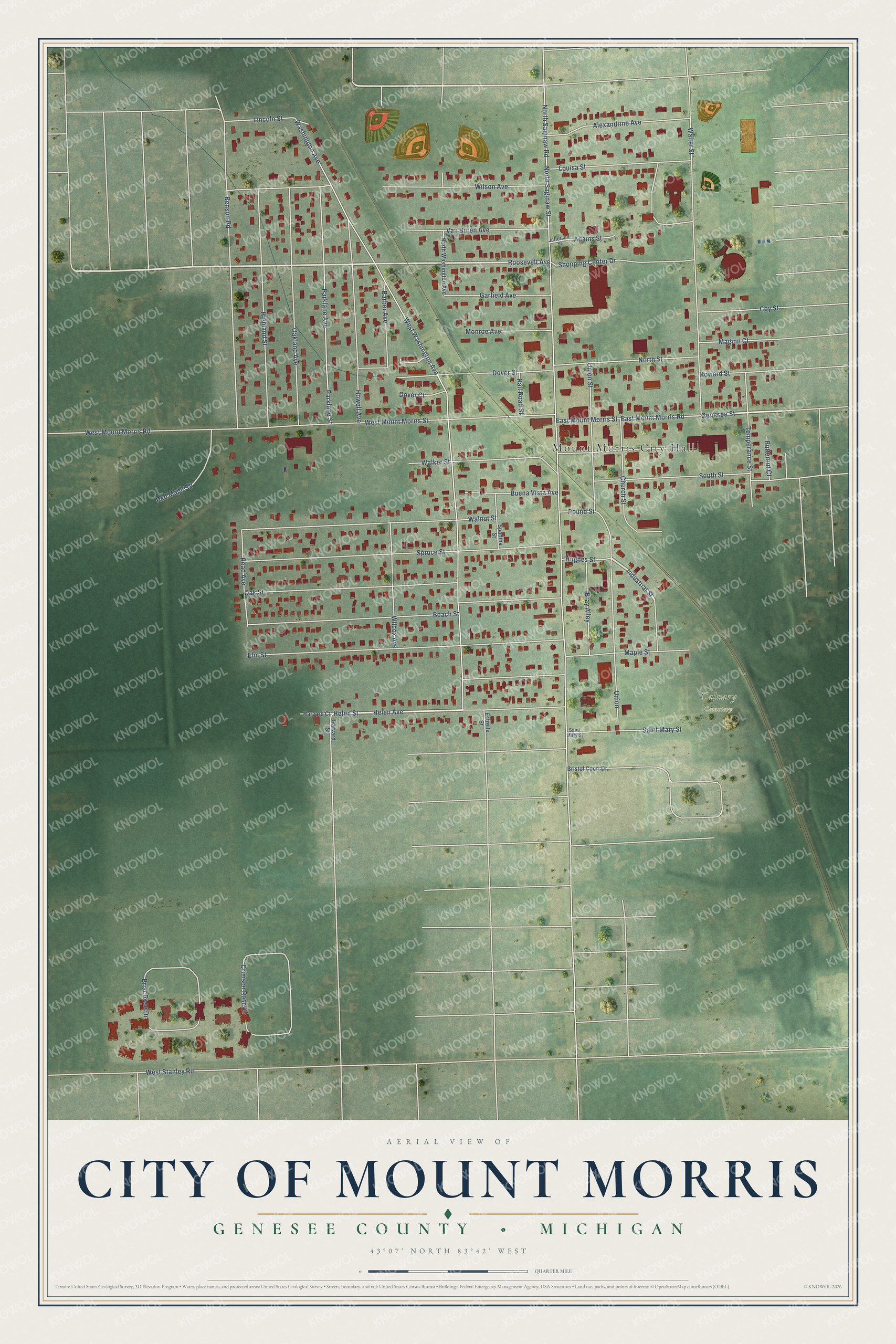 Watermarked full-map preview of Mount Morris, Michigan