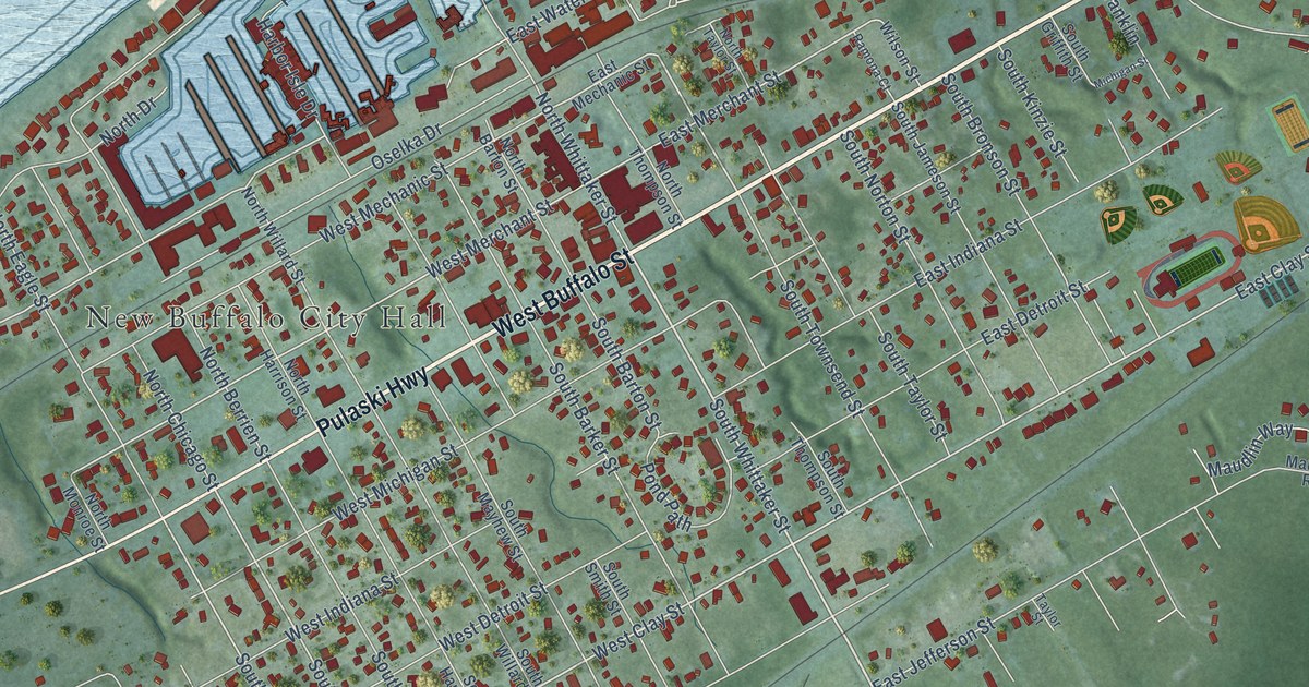 Map of New Buffalo City, Michigan in 2026