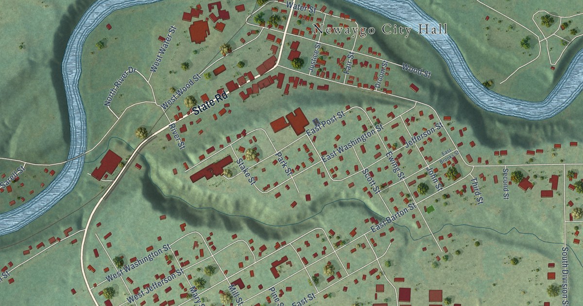 Map of Newaygo, Michigan in 2026
