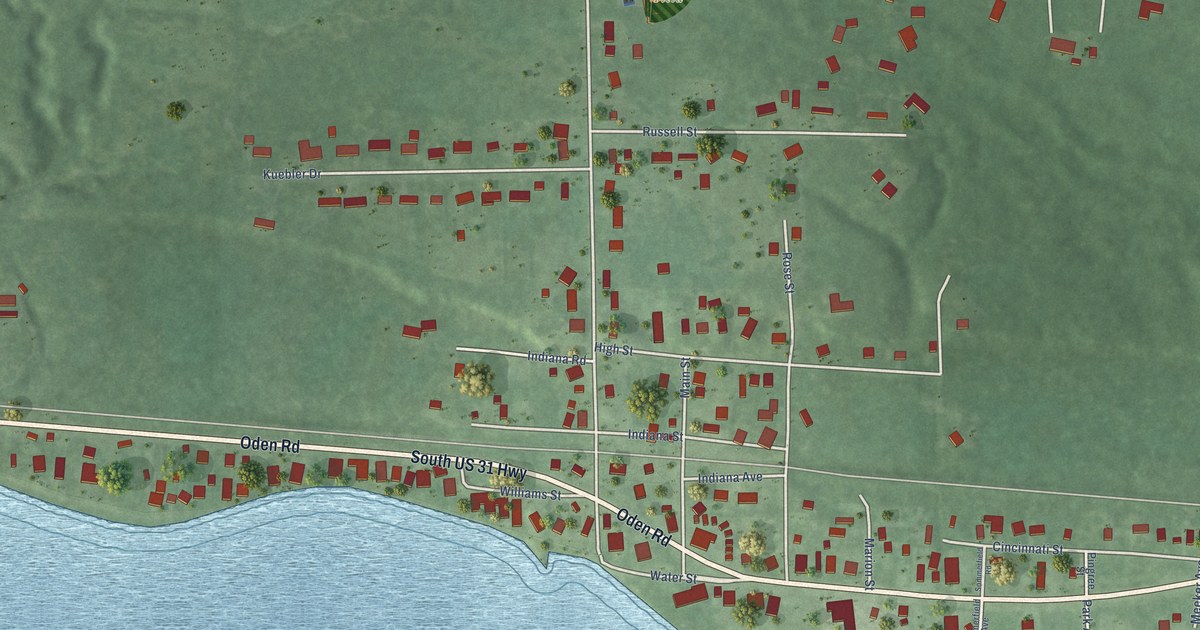 Map of Oden, Michigan in 2026
