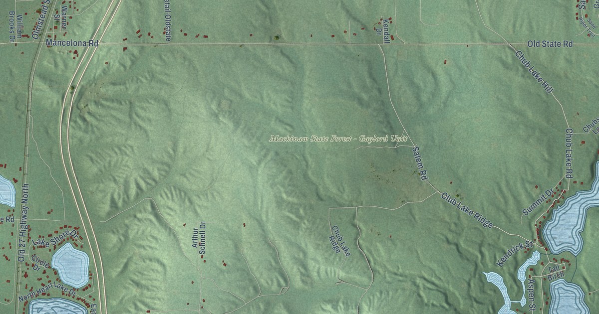 Map of Otsego Lake, Michigan in 2026