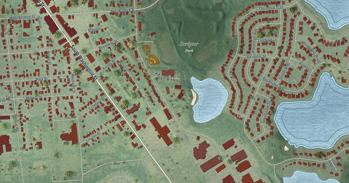 Map of Oxford Village, Michigan in 2026