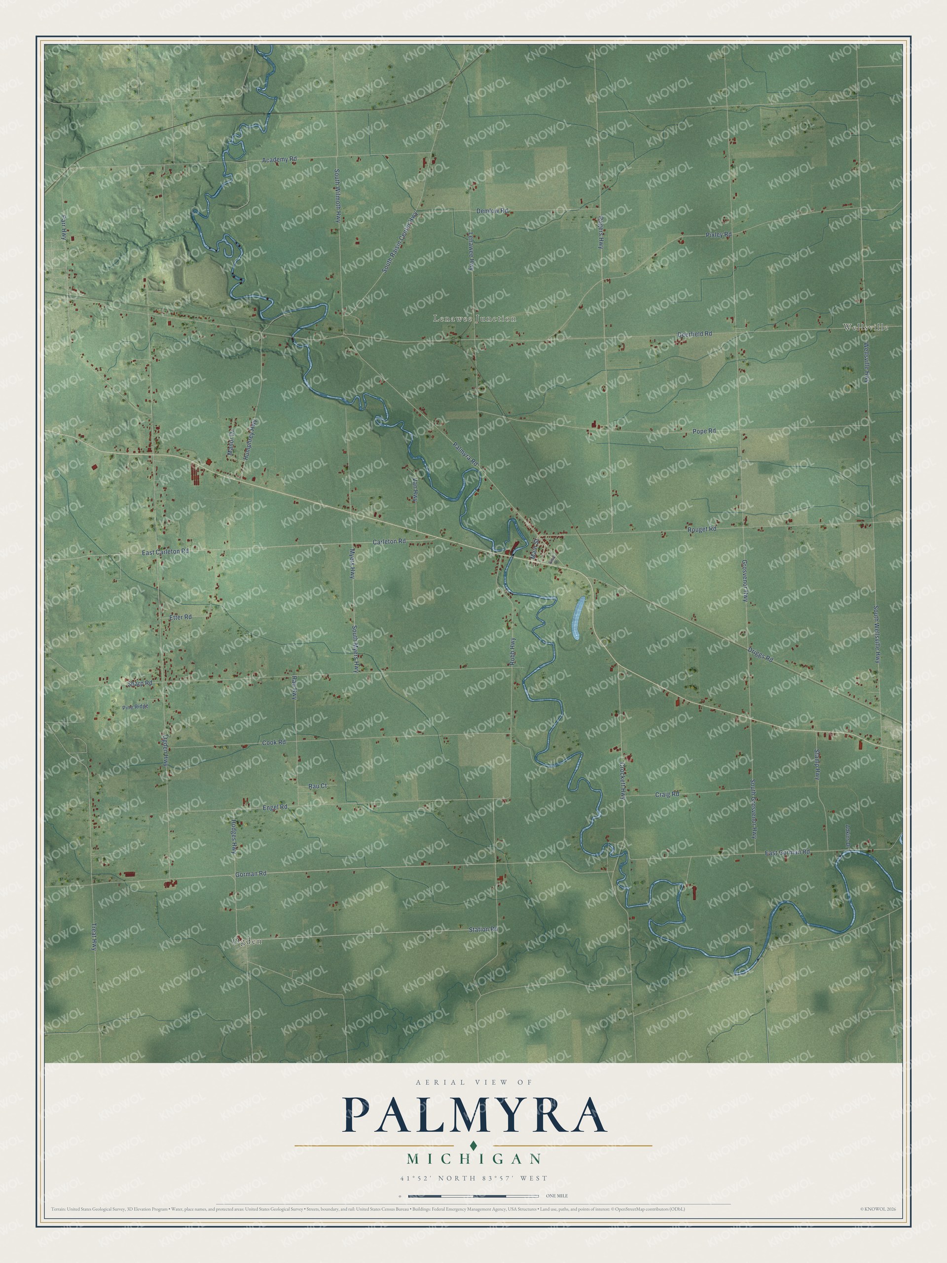 Watermarked full-map preview of Palmyra, Michigan