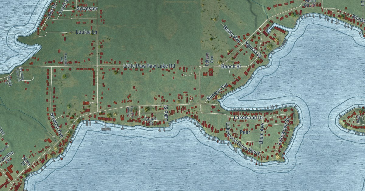 Map of Paw Paw Lake, Michigan in 2026