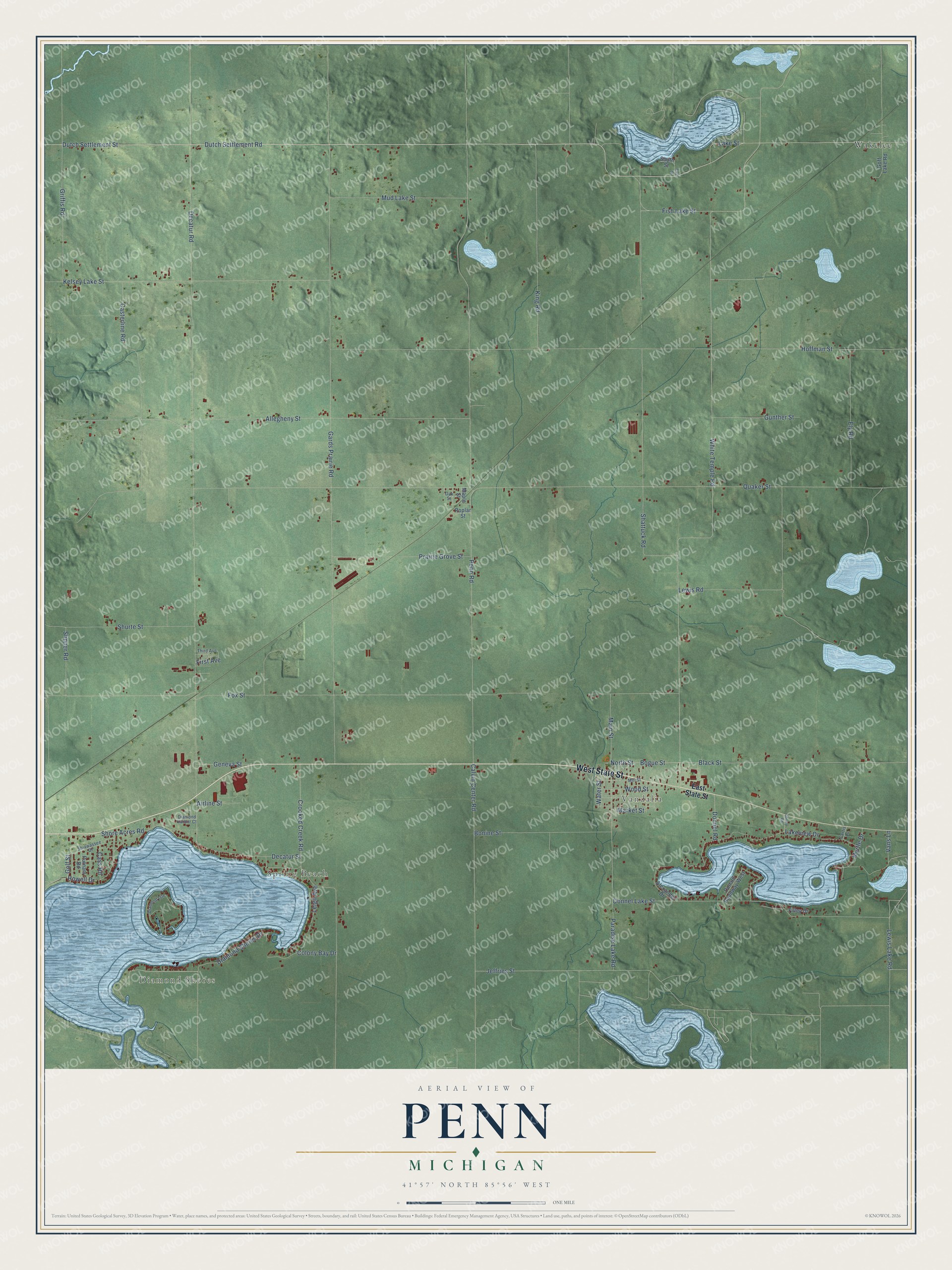 Watermarked full-map preview of Penn, Michigan