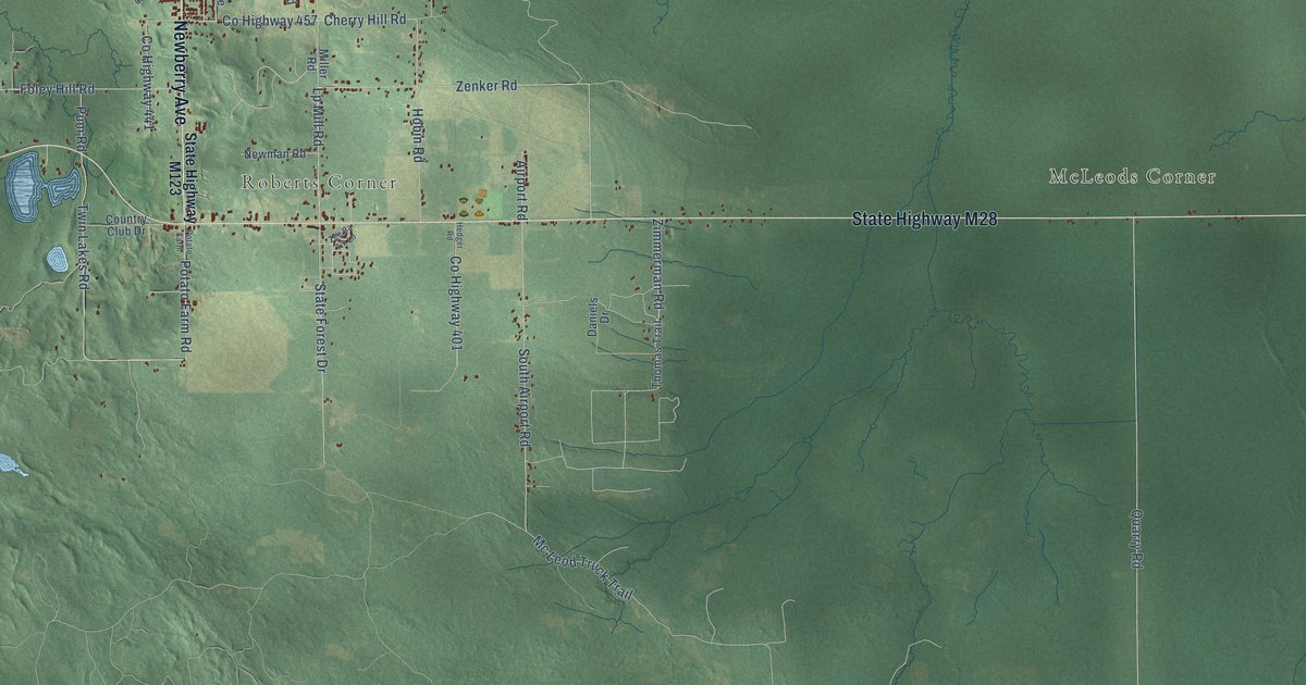 Map of Pentland, Michigan in 2026