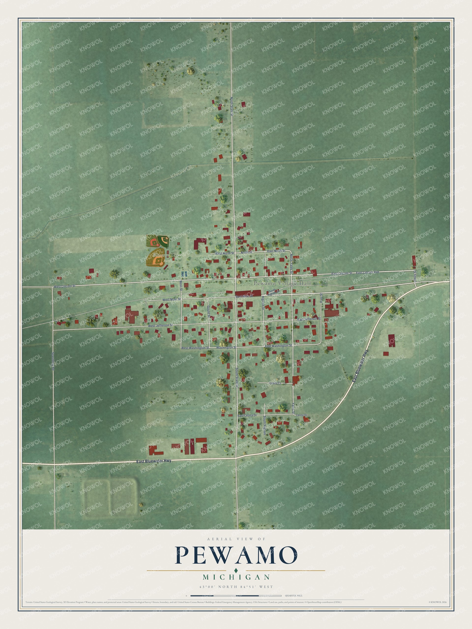 Watermarked full-map preview of Pewamo, Michigan