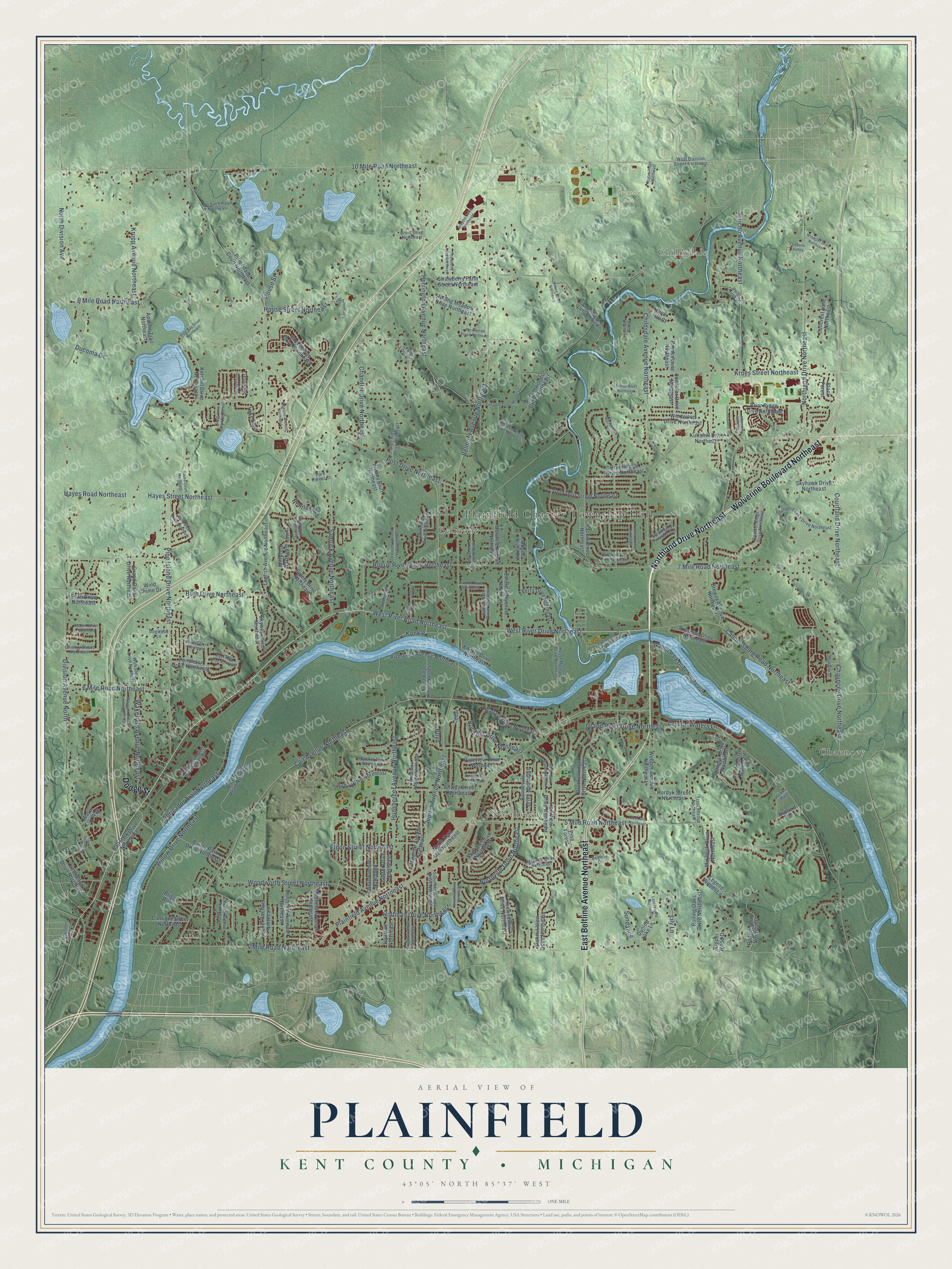 Watermarked full-map preview of Plainfield, Michigan