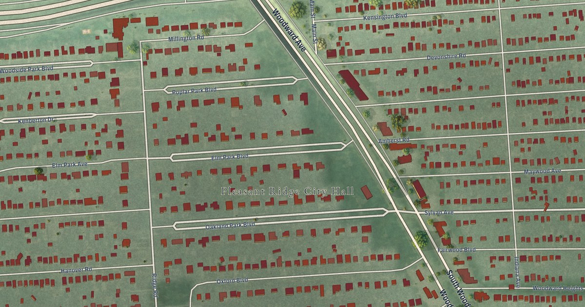 Map of Pleasant Ridge, Michigan in 2026