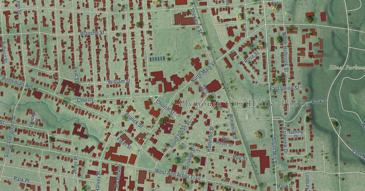 Map of Plymouth City, Michigan in 2026