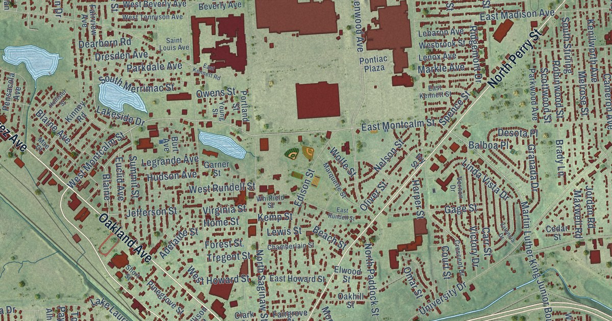Map of Pontiac, Michigan in 2026