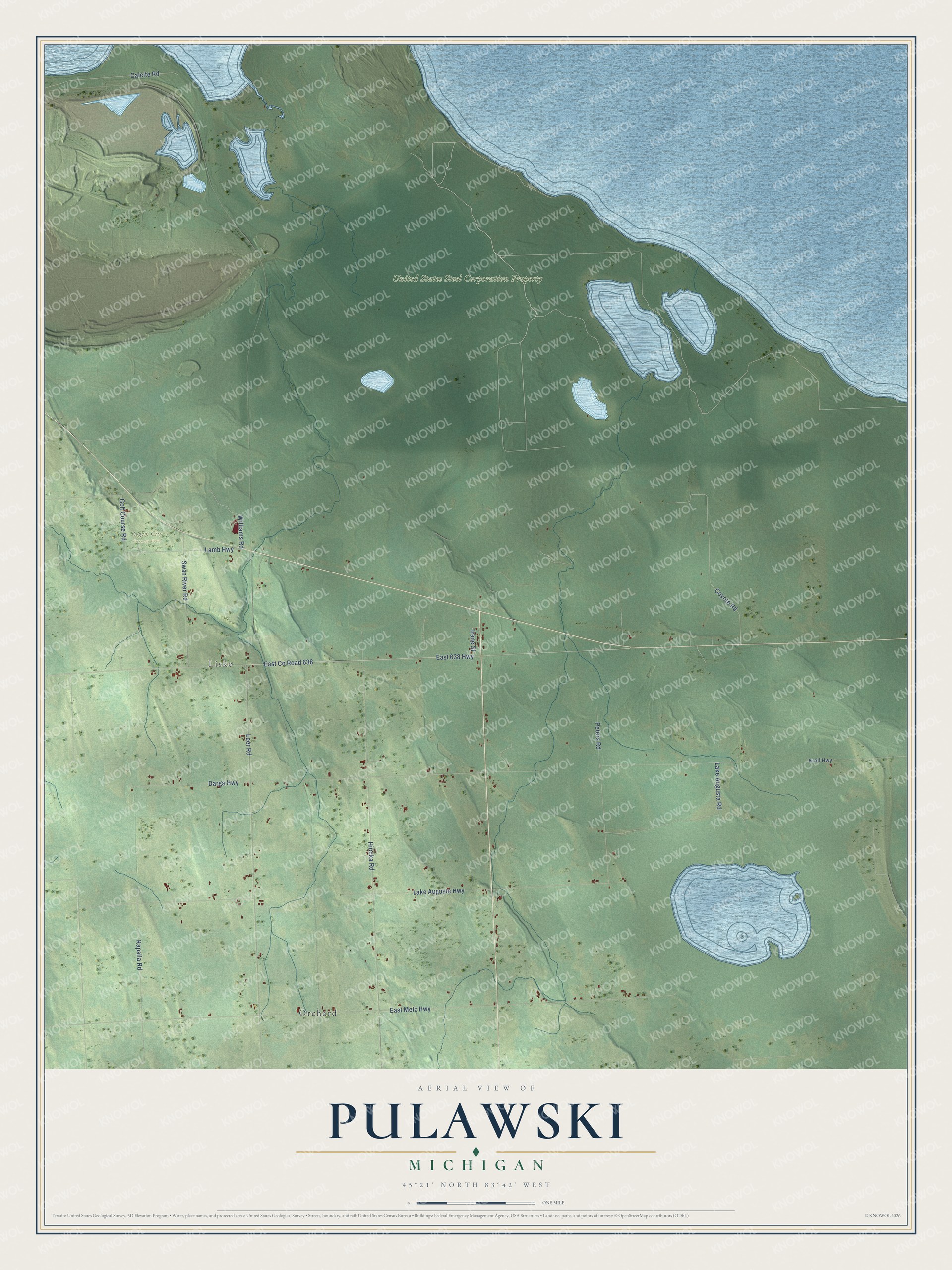 Watermarked full-map preview of Pulawski, Michigan