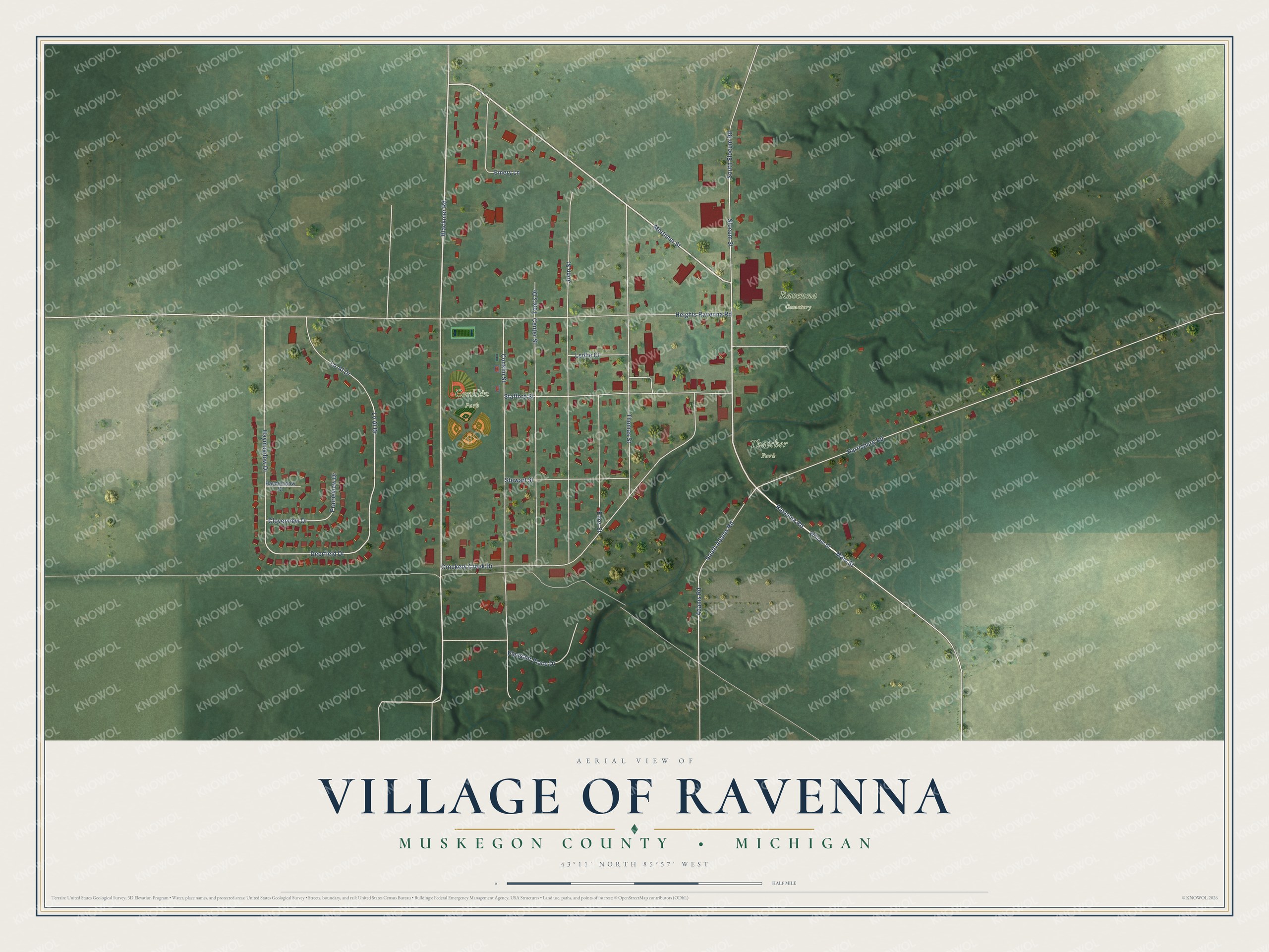 Watermarked full-map preview of Ravenna, Michigan