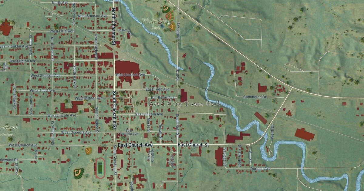 Map of Reed City, Michigan in 2026