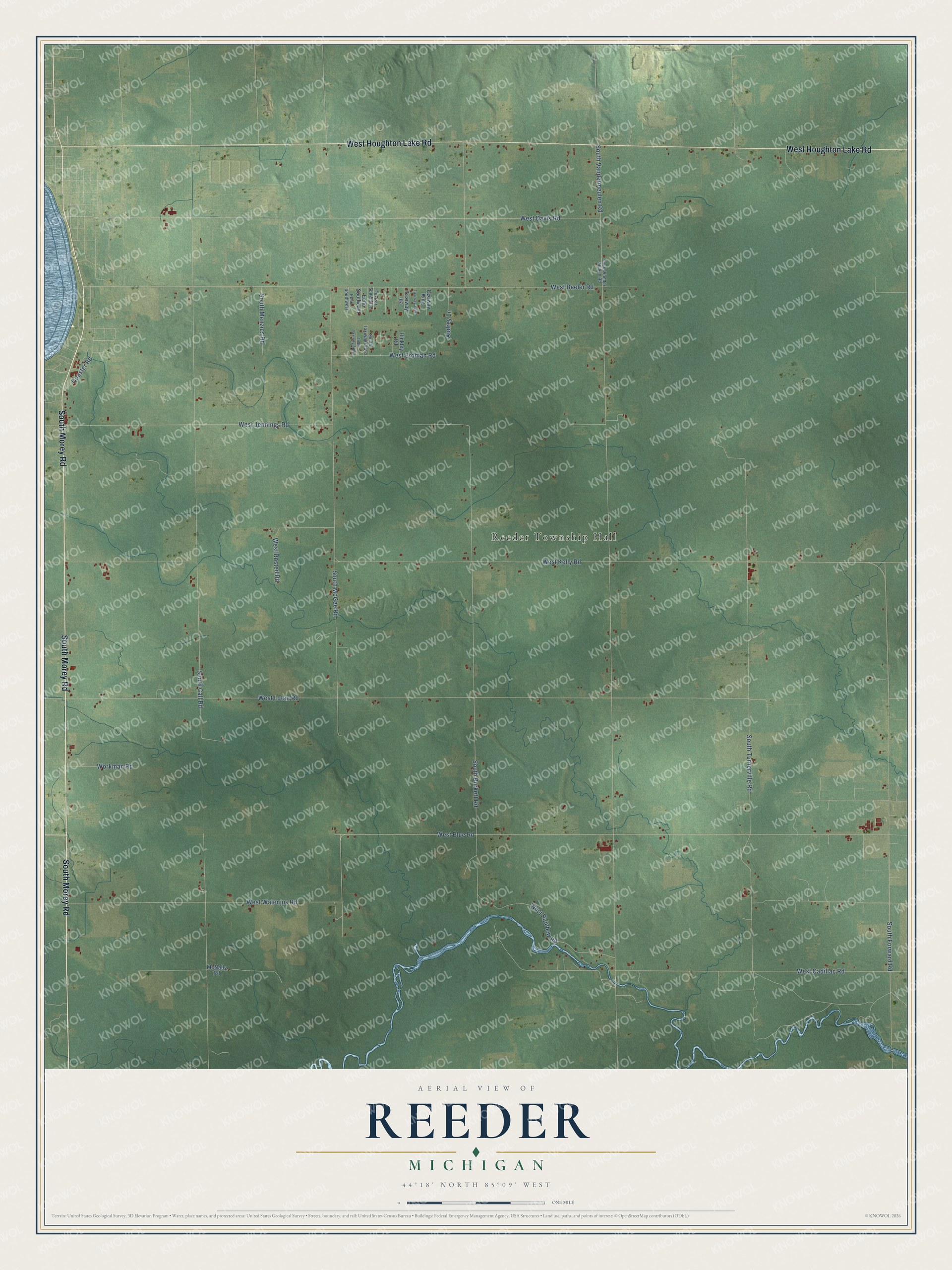 Watermarked full-map preview of Reeder, Michigan