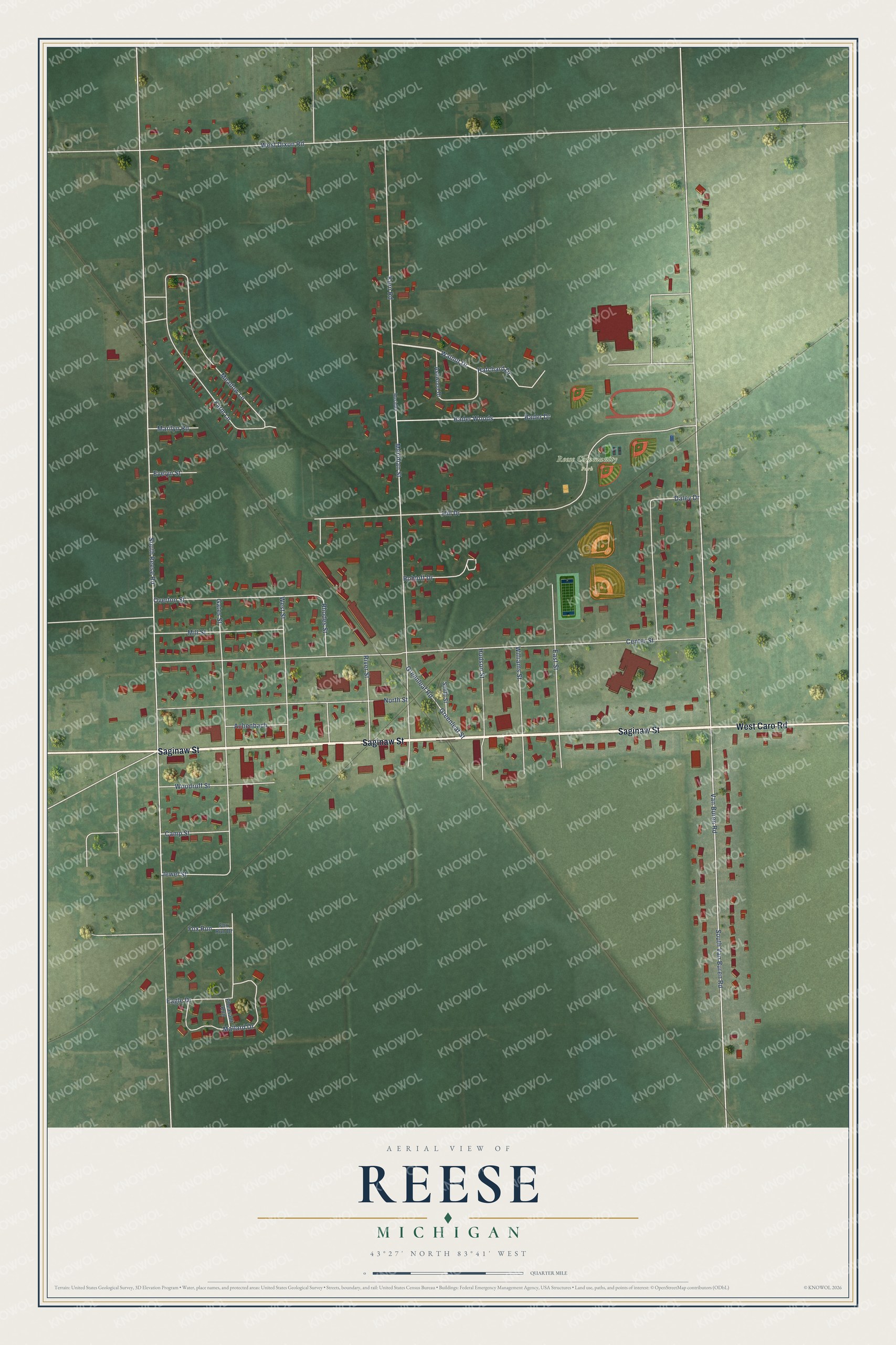 Watermarked full-map preview of Reese, Michigan