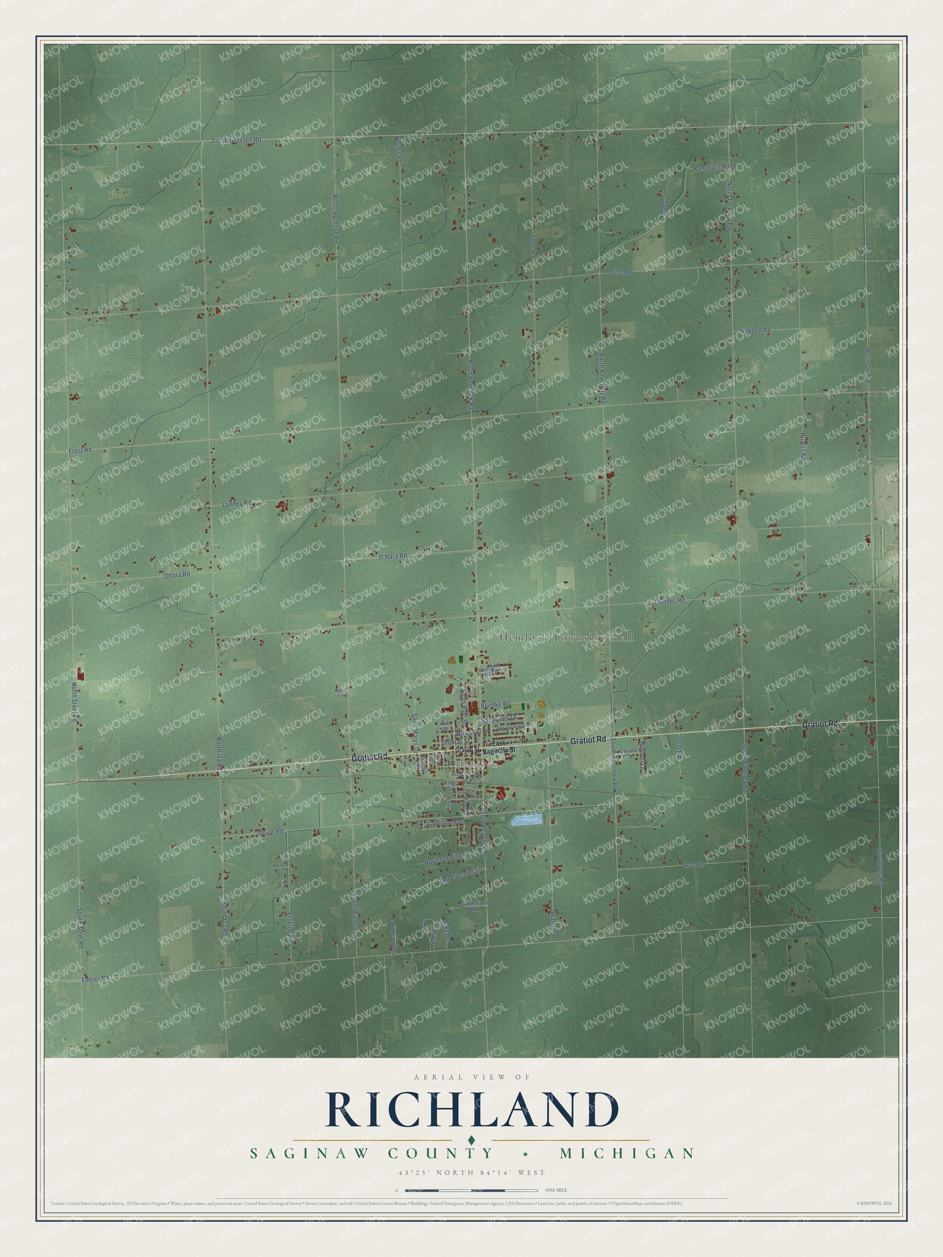 Watermarked full-map preview of Richland, Michigan