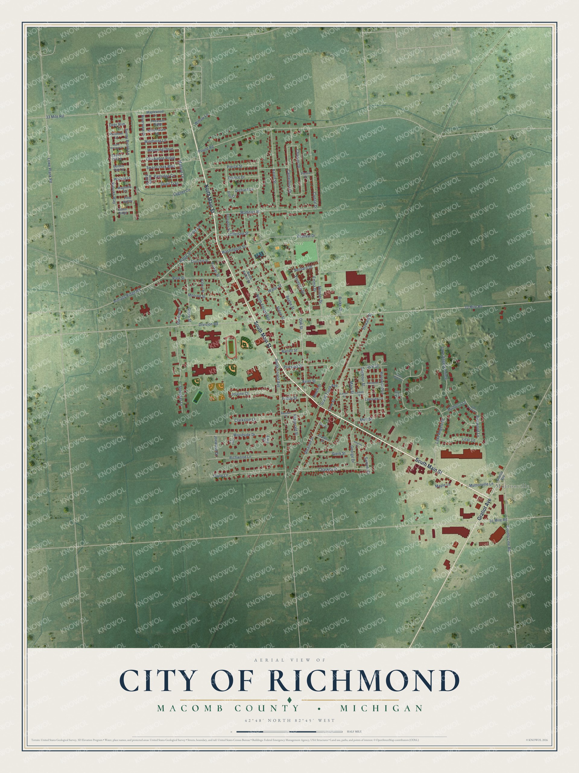 Watermarked full-map preview of City of Richmond, Michigan