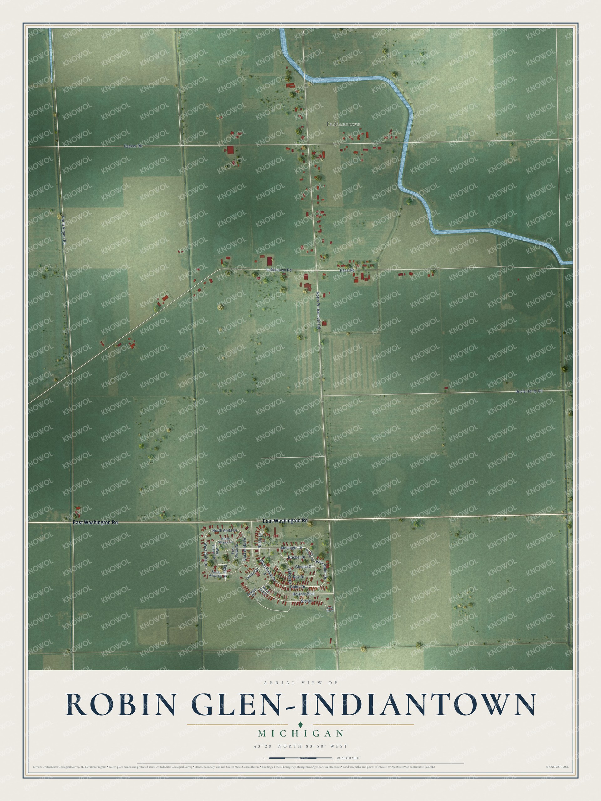 Watermarked full-map preview of Robin Glen-Indiantown, Michigan