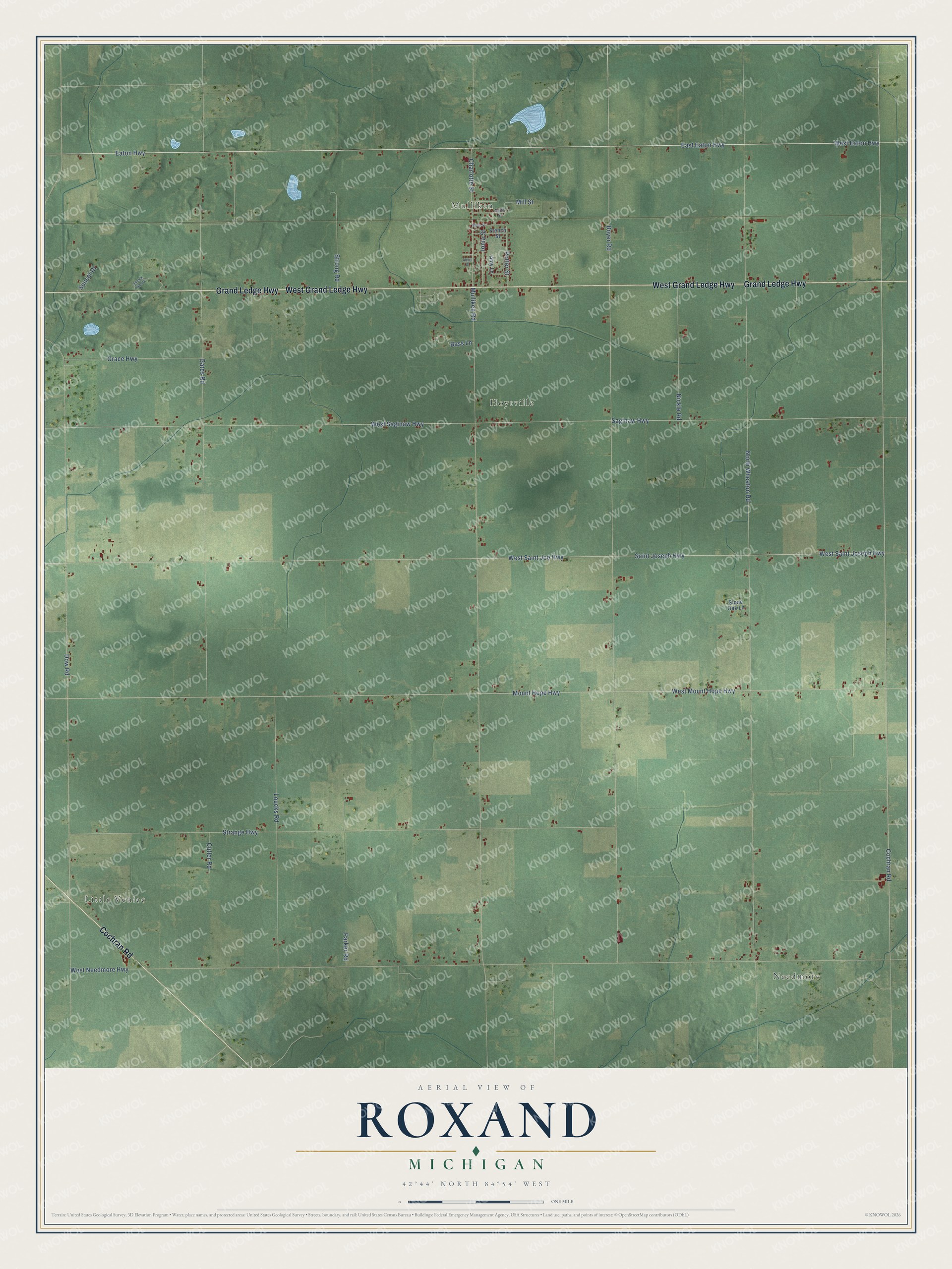 Watermarked full-map preview of Roxand, Michigan