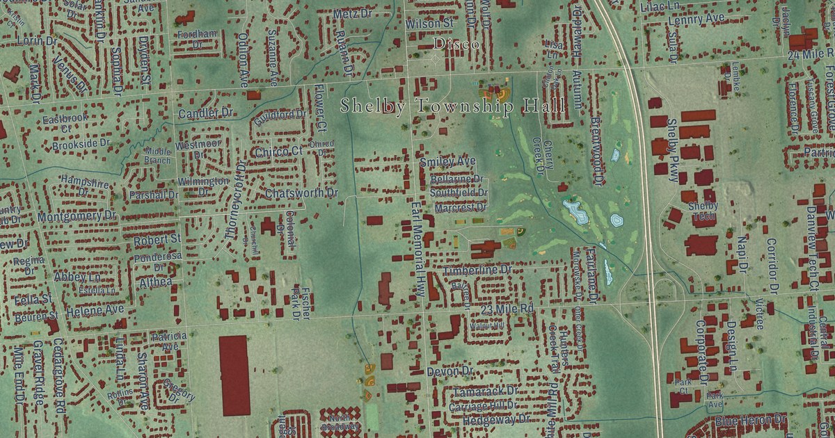 Map of Shelby, Macomb County, Michigan in 2026