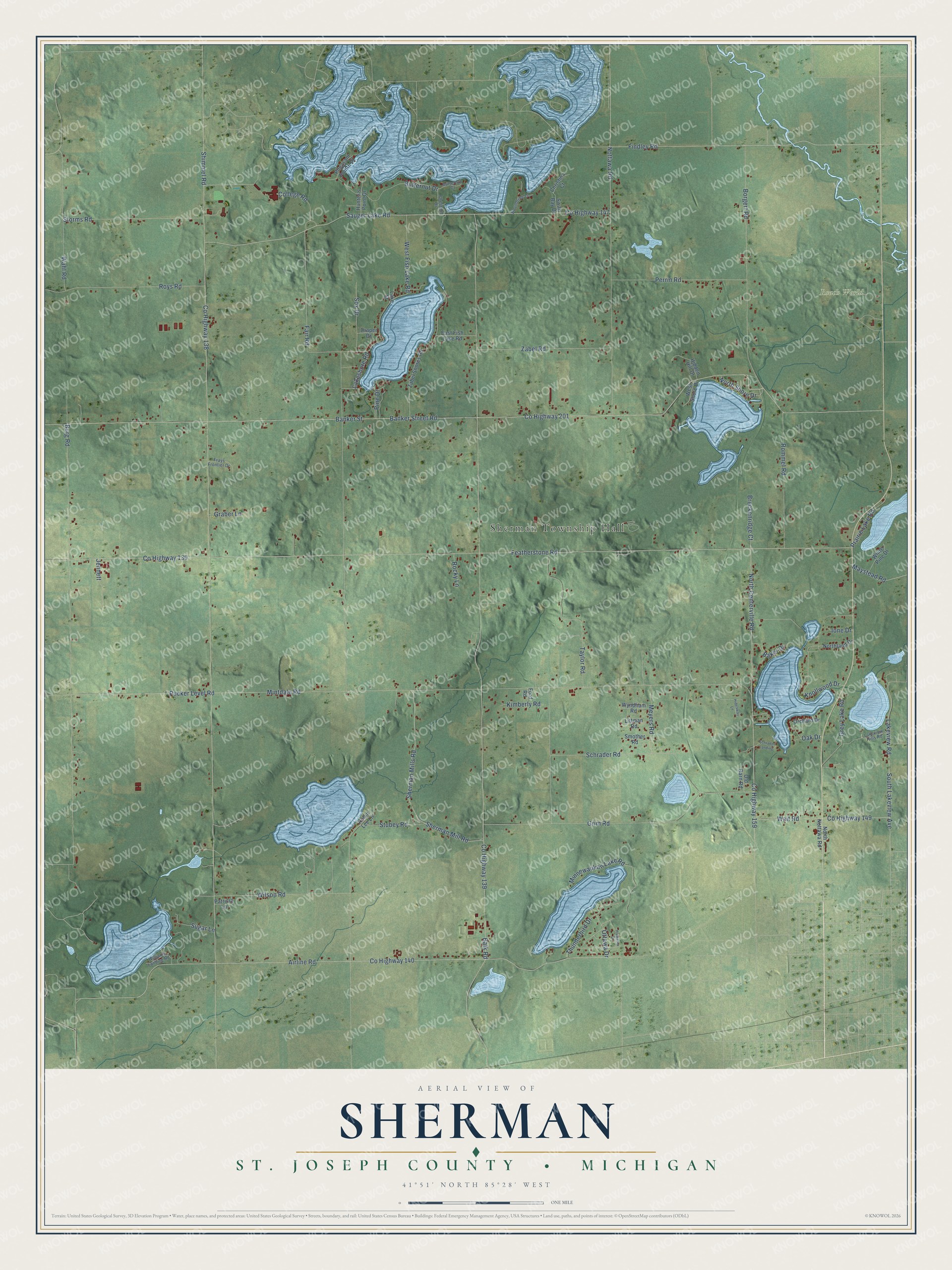 Watermarked full-map preview of Sherman, Michigan