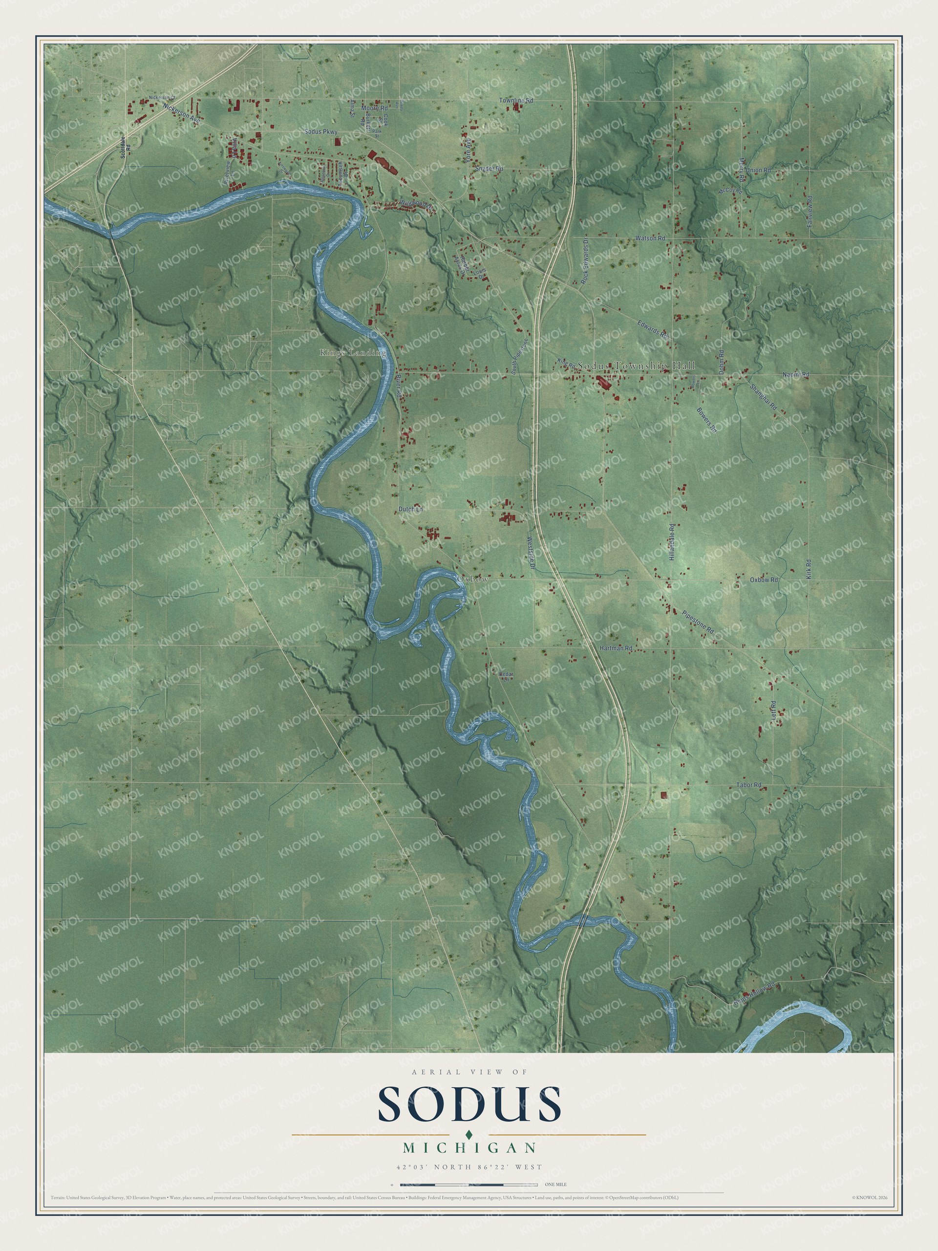 Watermarked full-map preview of Sodus, Michigan