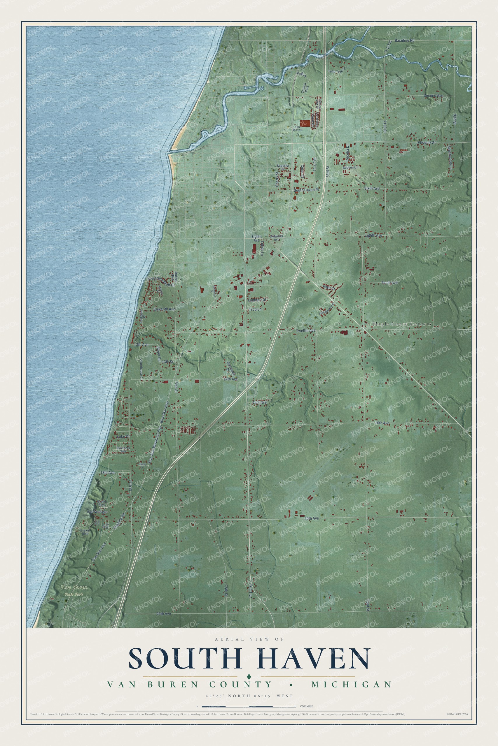 Watermarked full-map preview of South Haven, Michigan