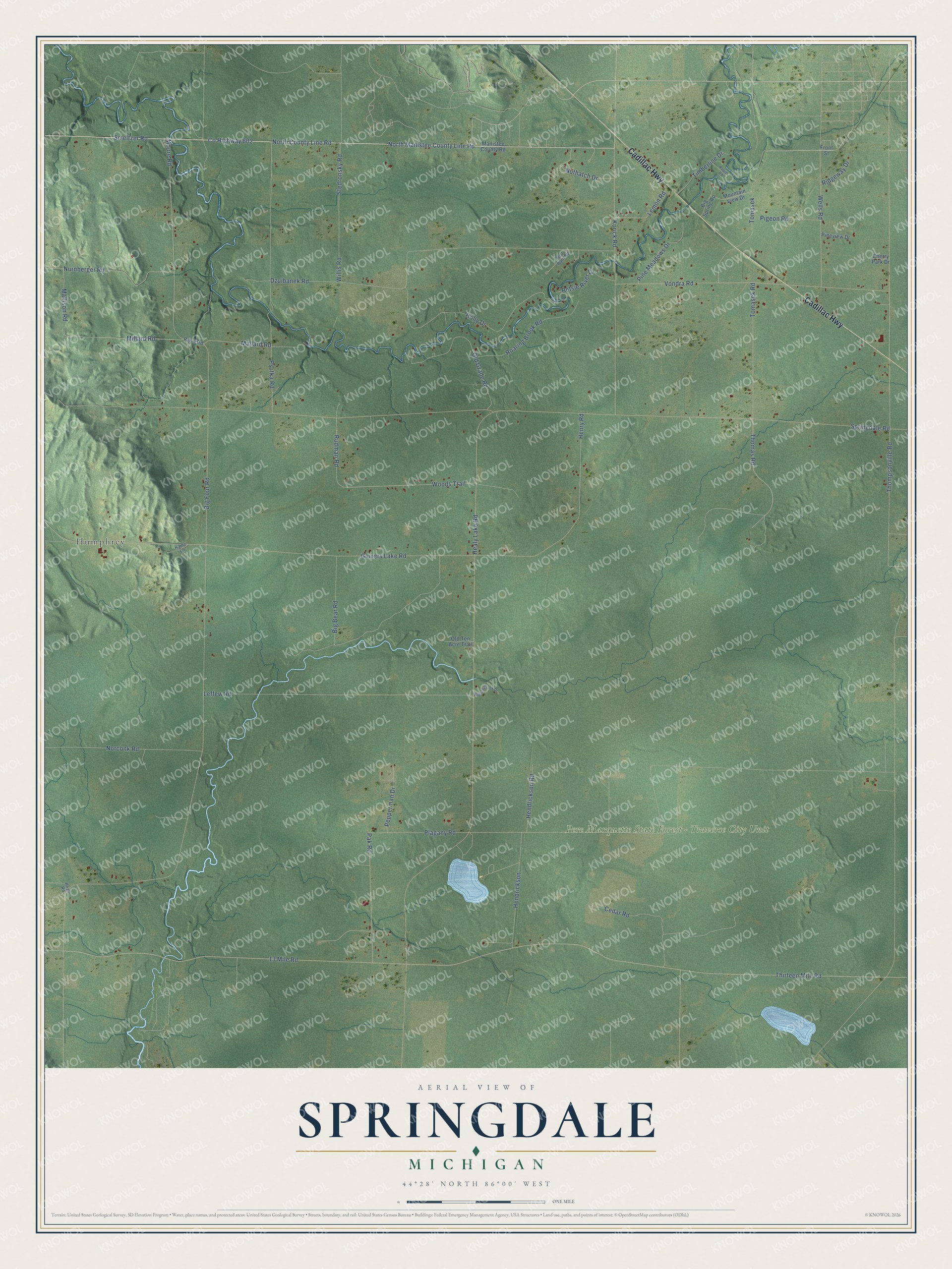 Watermarked full-map preview of Springdale, Michigan