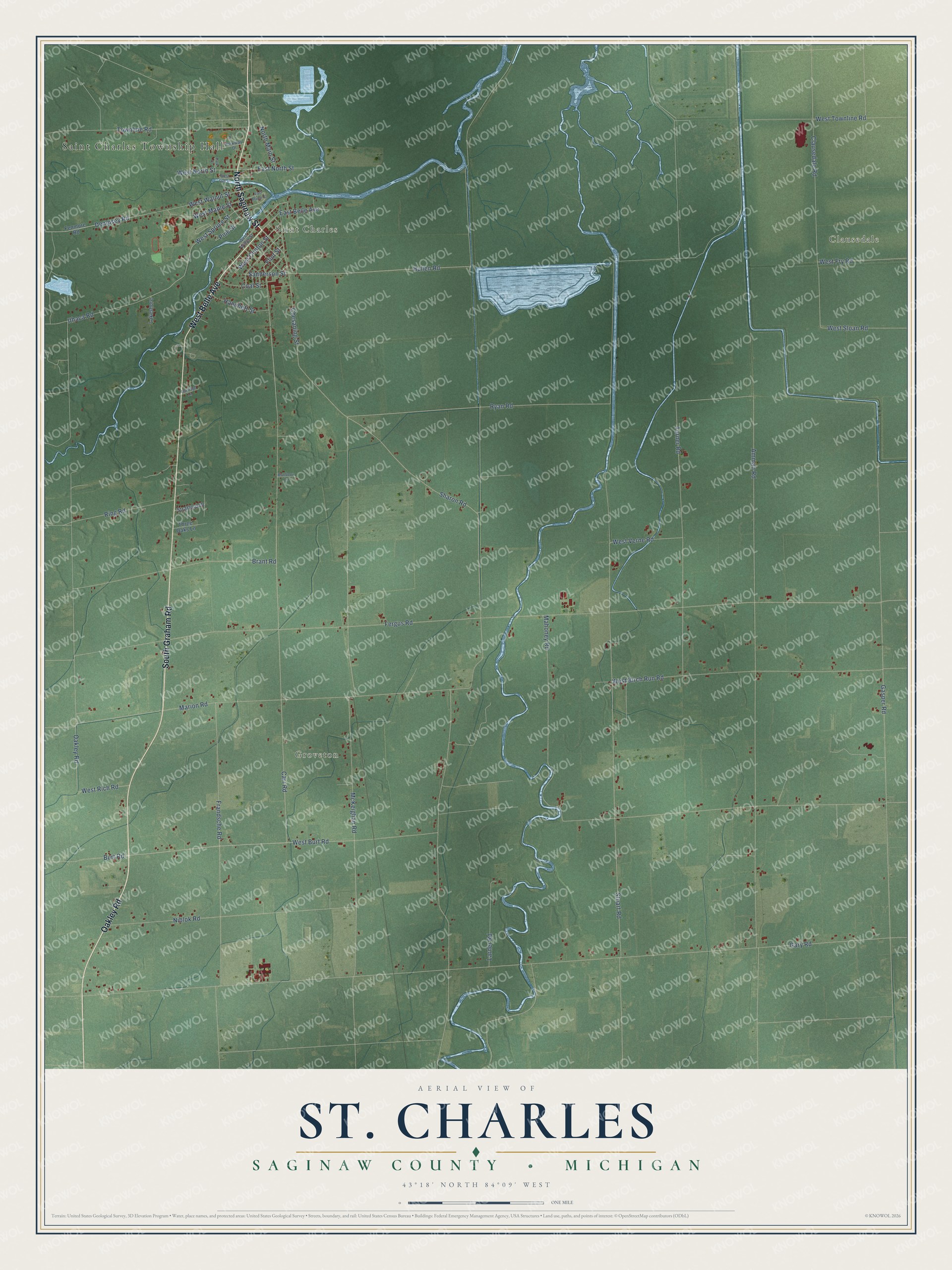 Watermarked full-map preview of St. Charles, Michigan