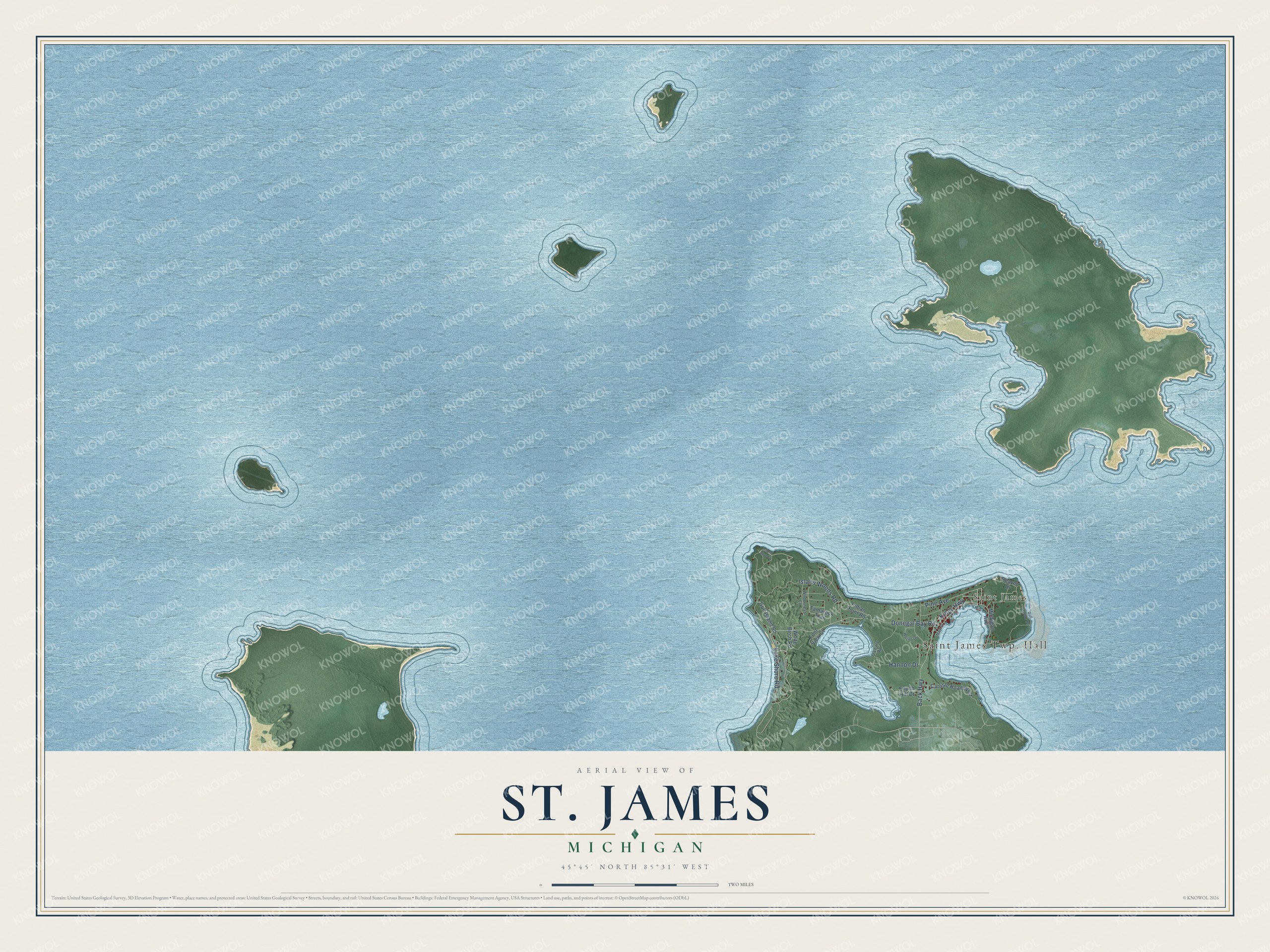 Watermarked full-map preview of St. James, Michigan