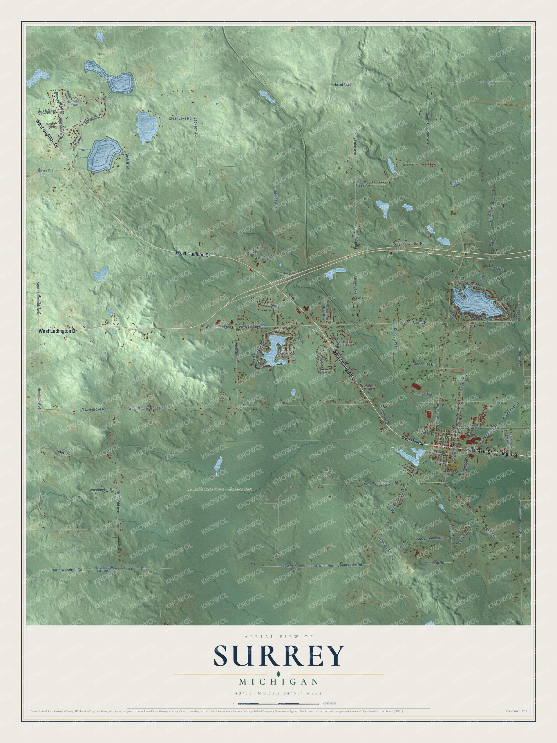Watermarked full-map preview of Surrey, Michigan