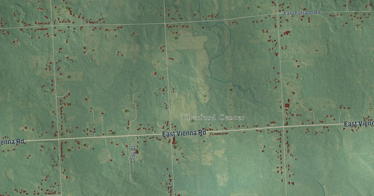 Map of Thetford, Michigan in 2026