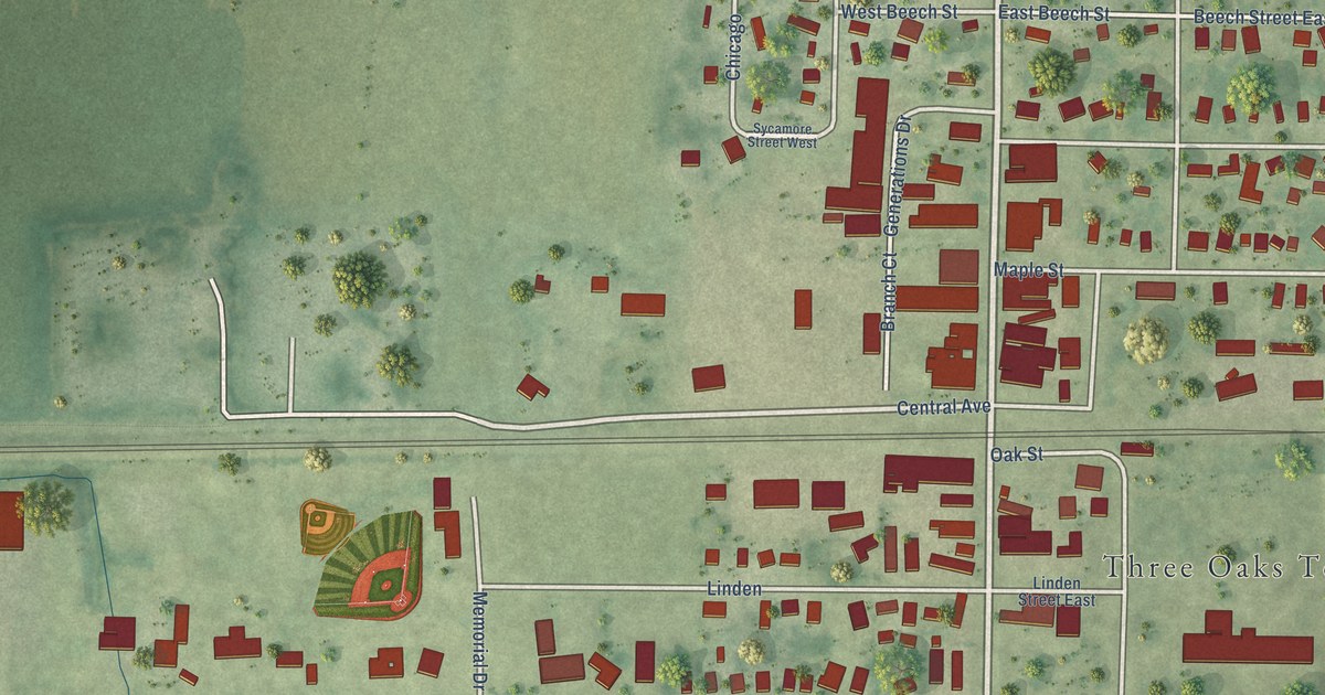 Map of Three Oaks Village, Michigan in 2026