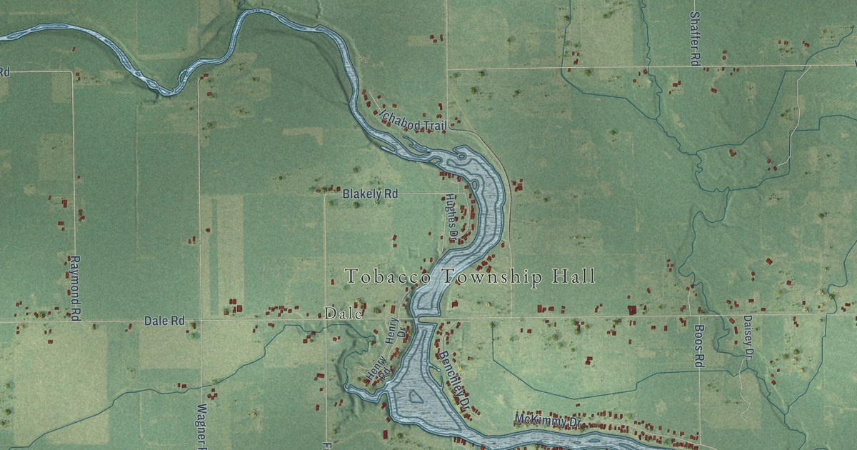 Map of Tobacco, Michigan in 2026