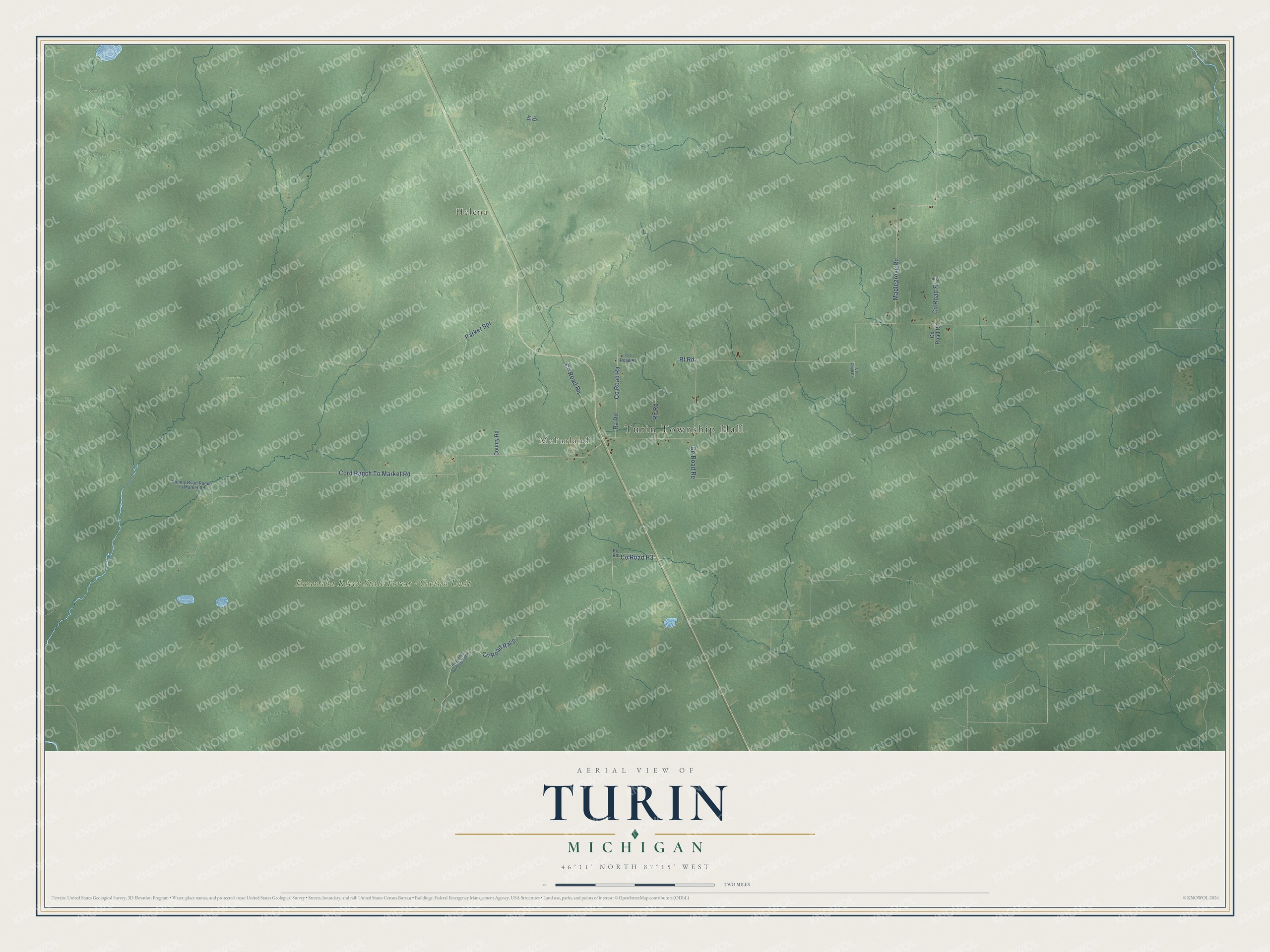 Watermarked full-map preview of Turin, Michigan