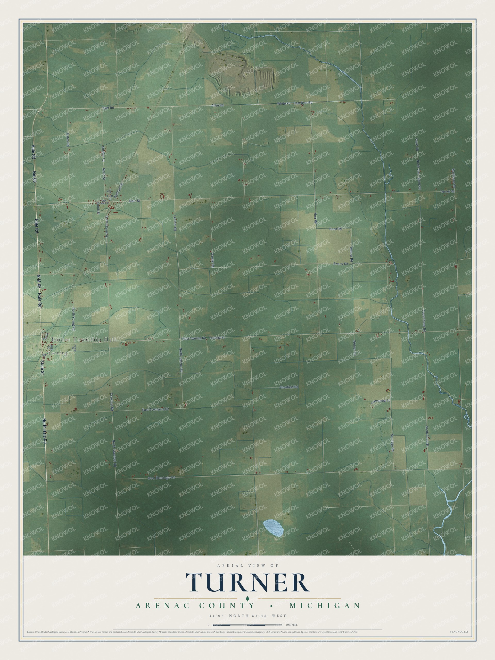 Watermarked full-map preview of Turner, Michigan
