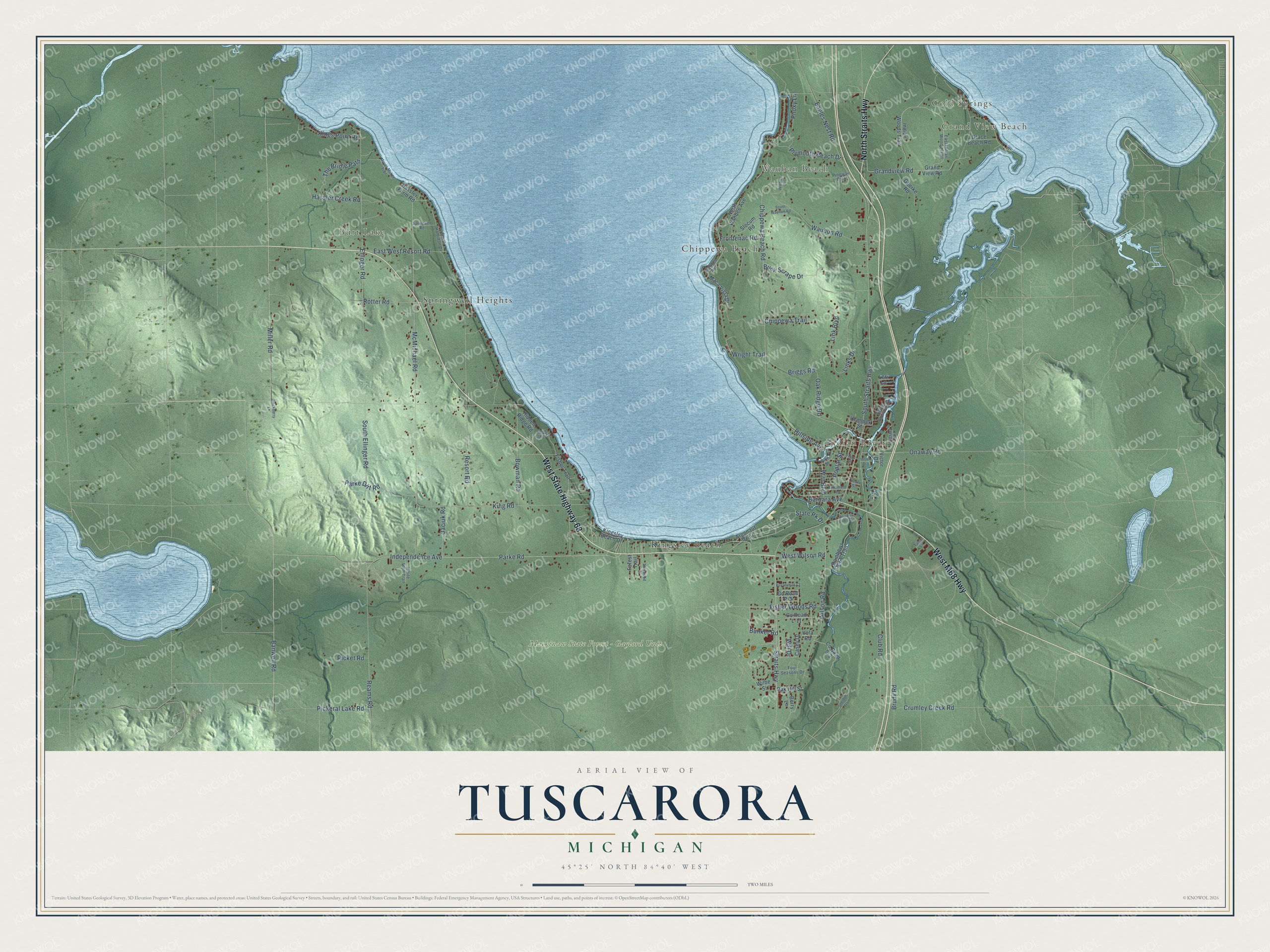 Watermarked full-map preview of Tuscarora, Michigan