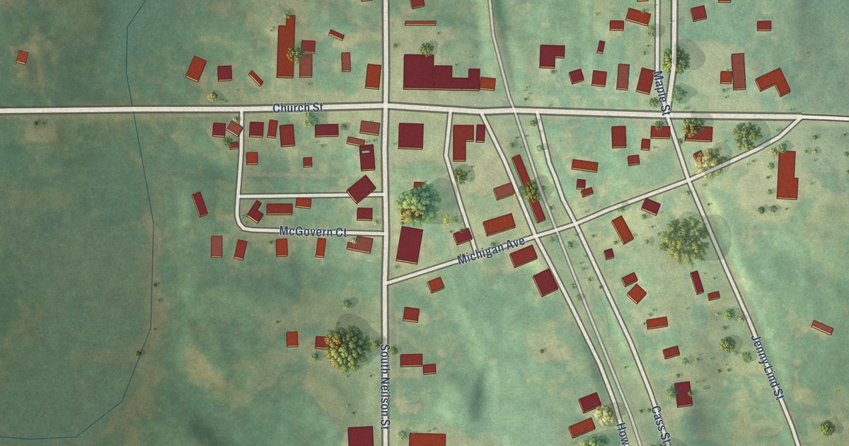 Map of Tustin, Michigan in 2026