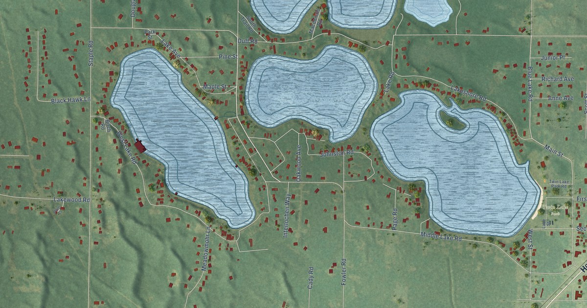 Map of Twin Lake, Michigan in 2026