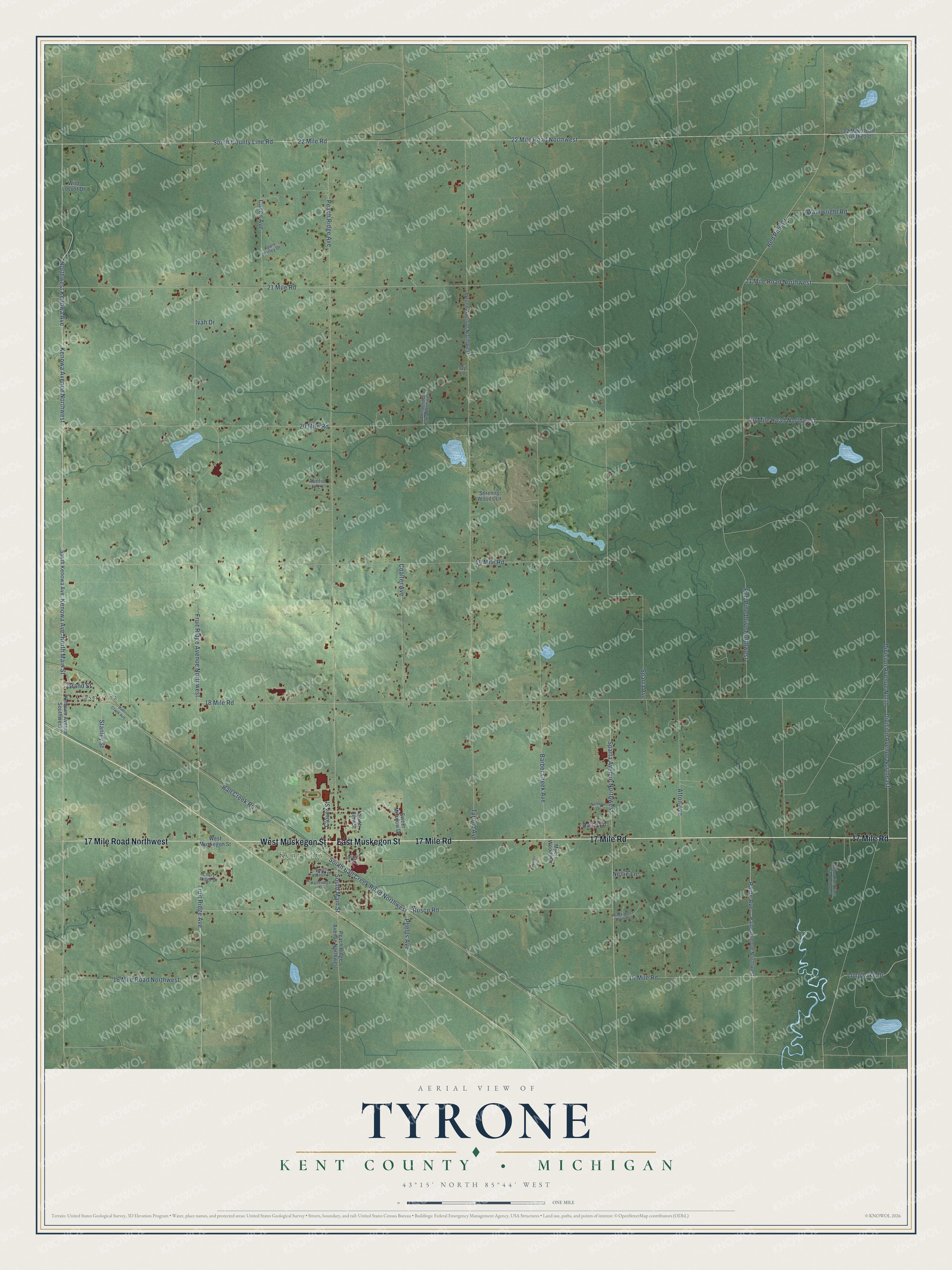 Watermarked full-map preview of Tyrone, Michigan