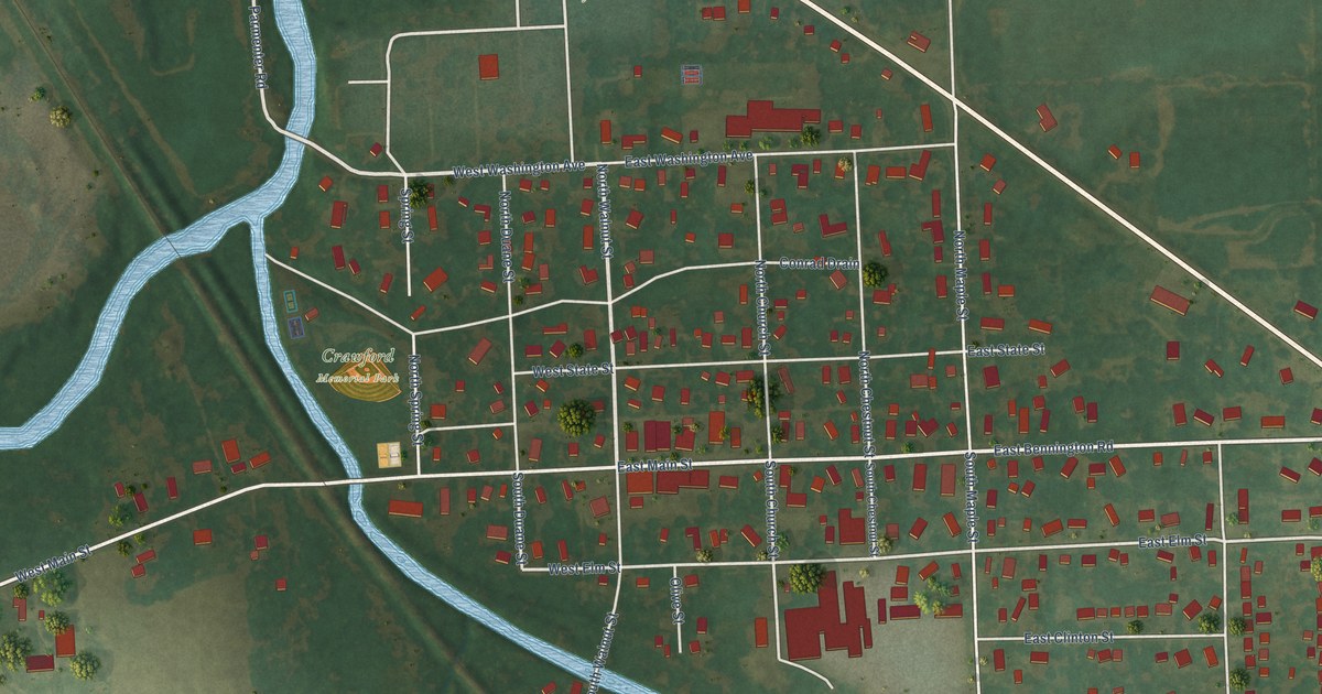 Map of Vernon Village, Shiawassee County, Michigan in 2026