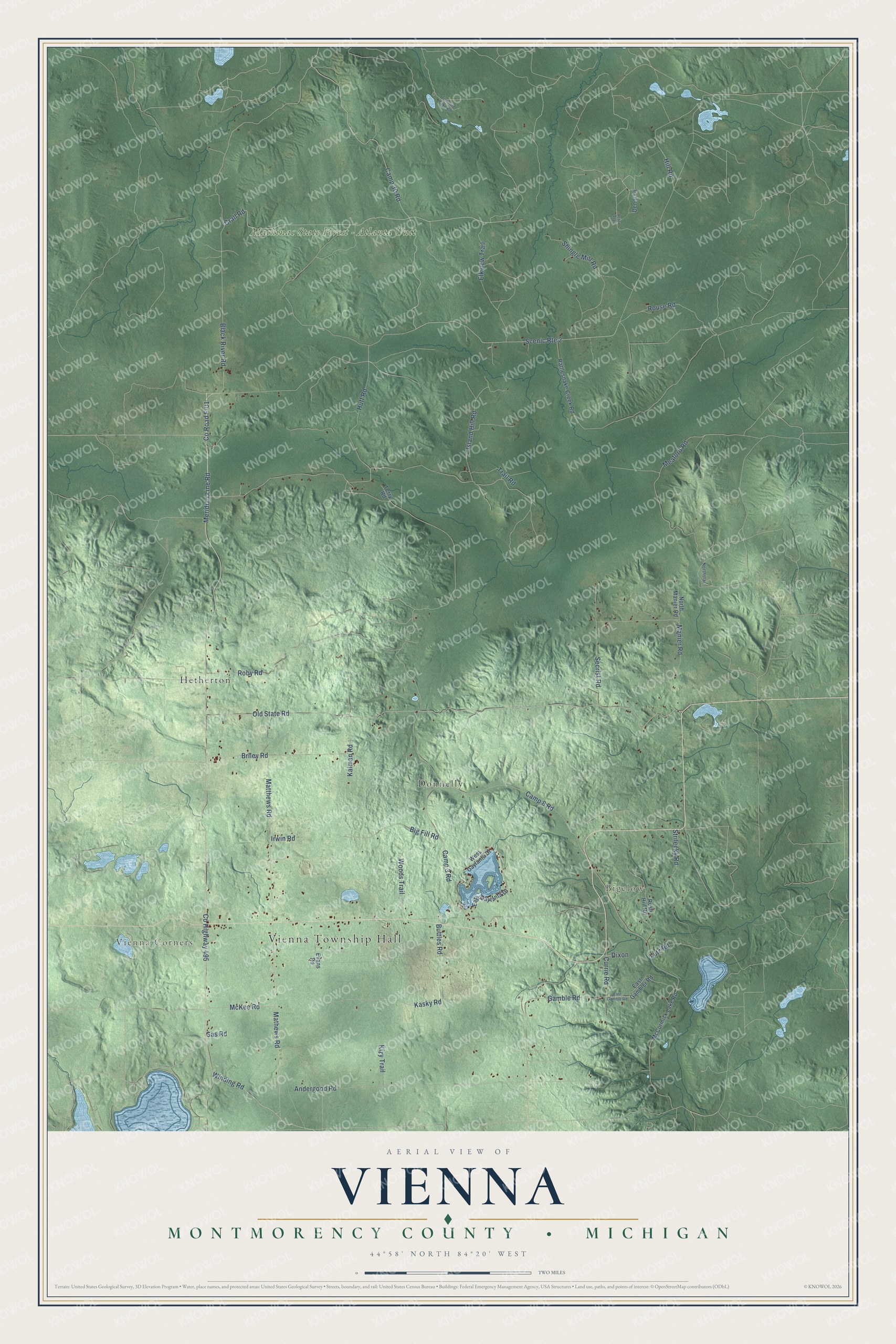 Watermarked full-map preview of Vienna, Michigan