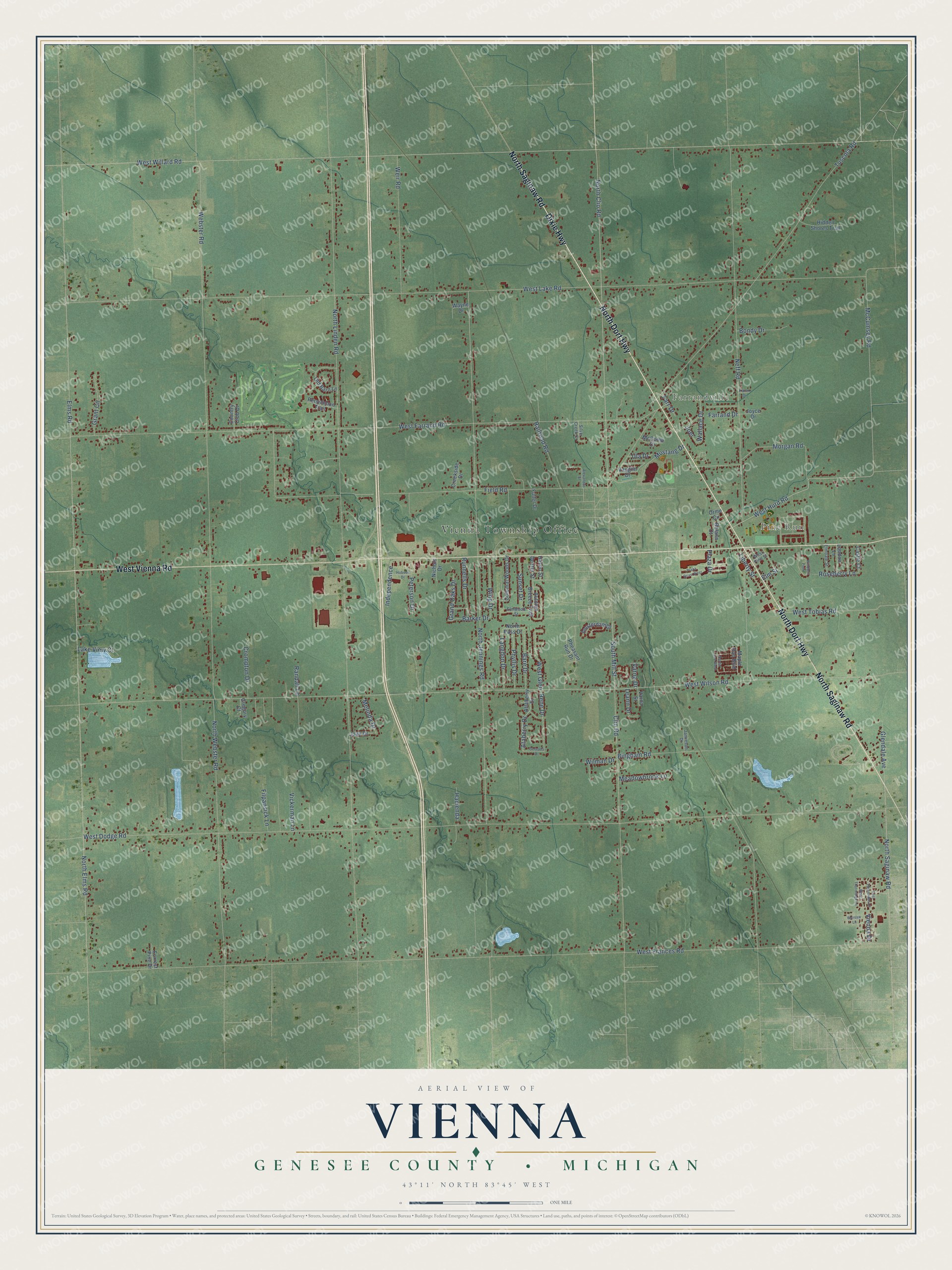 Watermarked full-map preview of Vienna, Michigan