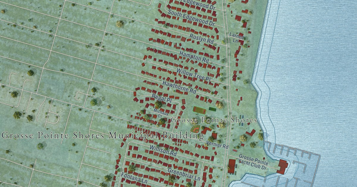 Map of the Village of Grosse Pointe Shores, Michigan in 2026