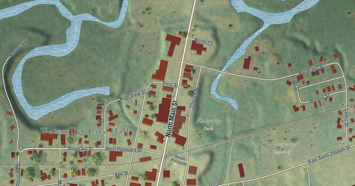 Map of Watervliet City, Michigan in 2026